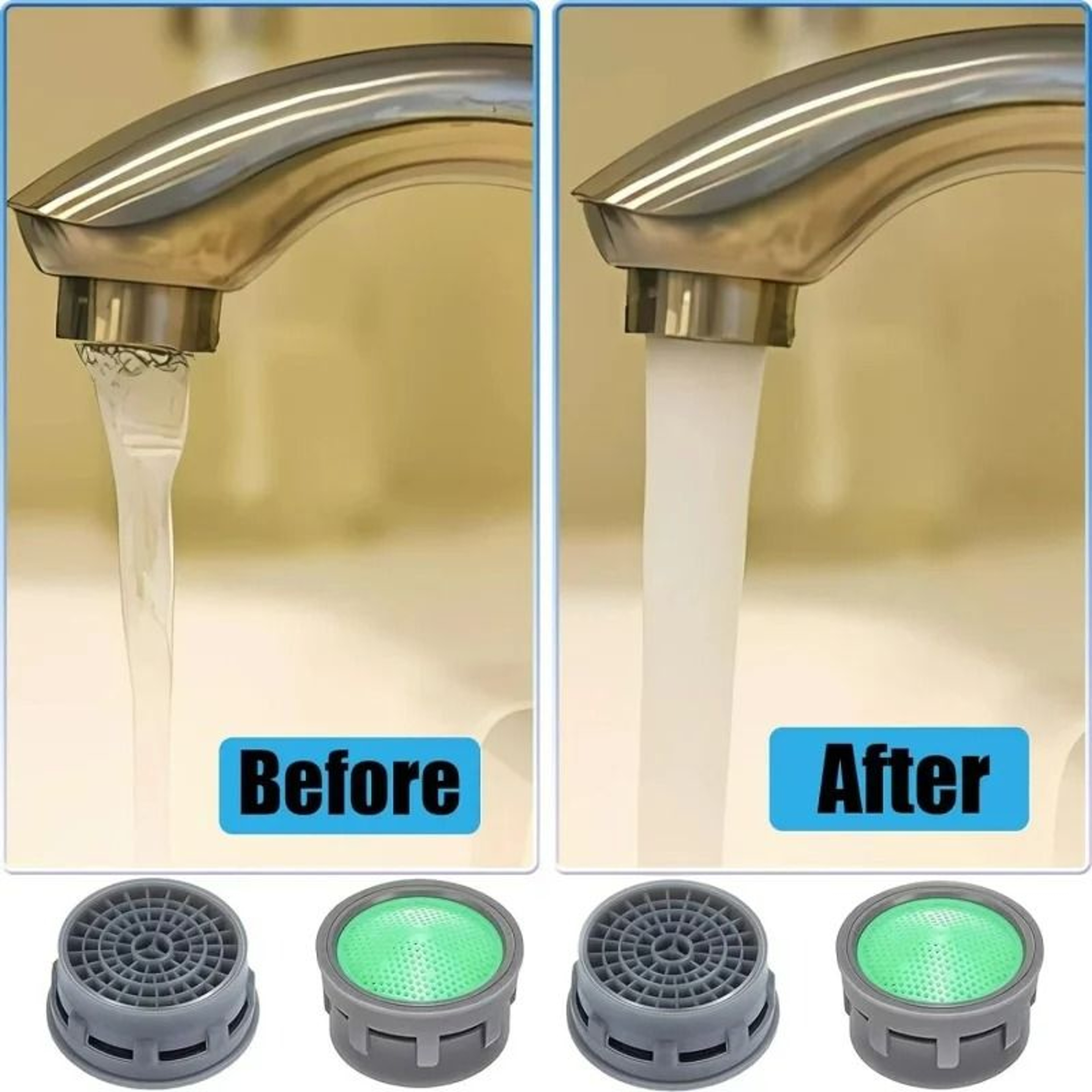 2Pack WaterSaving Chrome Faucet Aerator  AntiSplash Filter Diffuser Nozzle 0