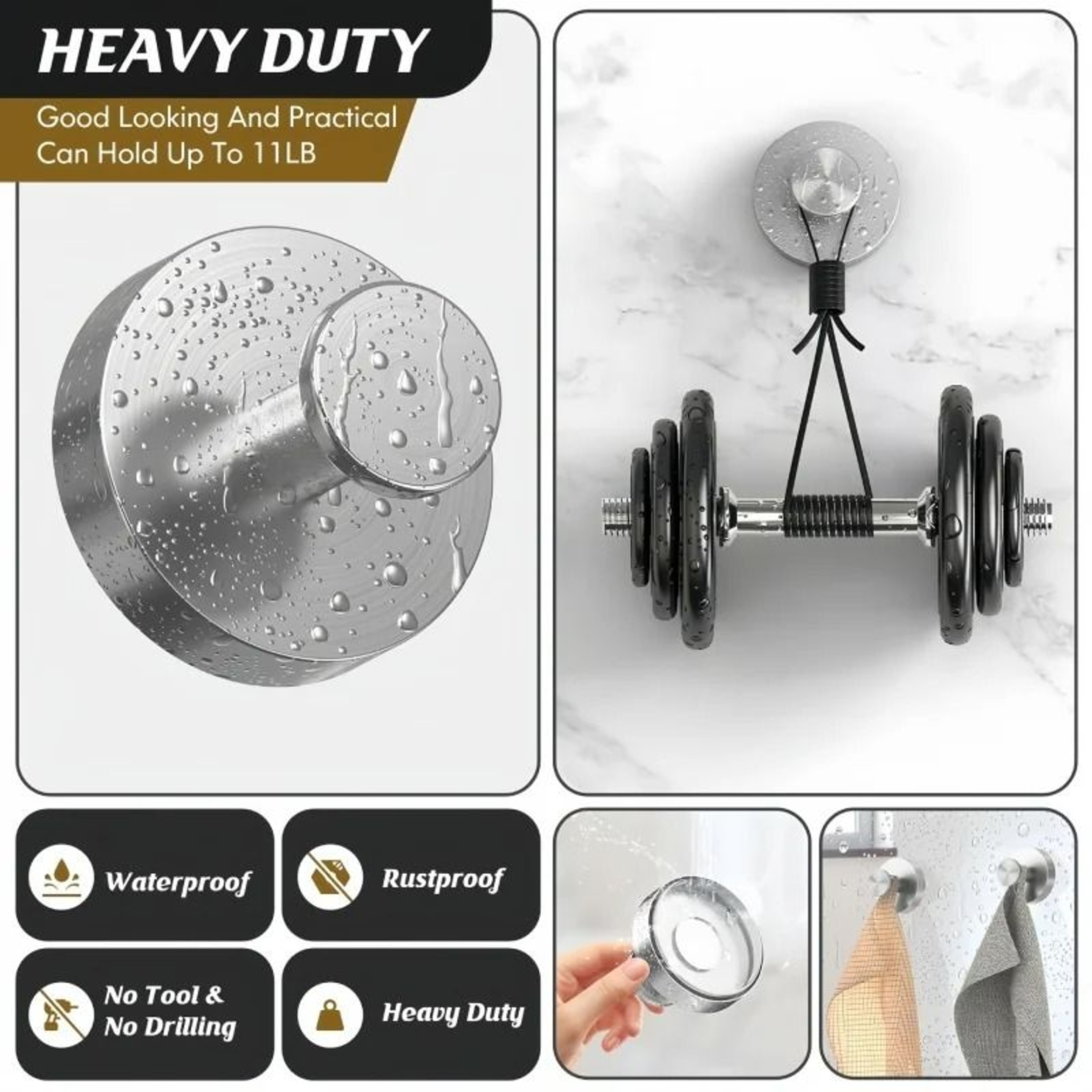 Suction Cup Wall Hooks For Bathroom  Kitchen 4