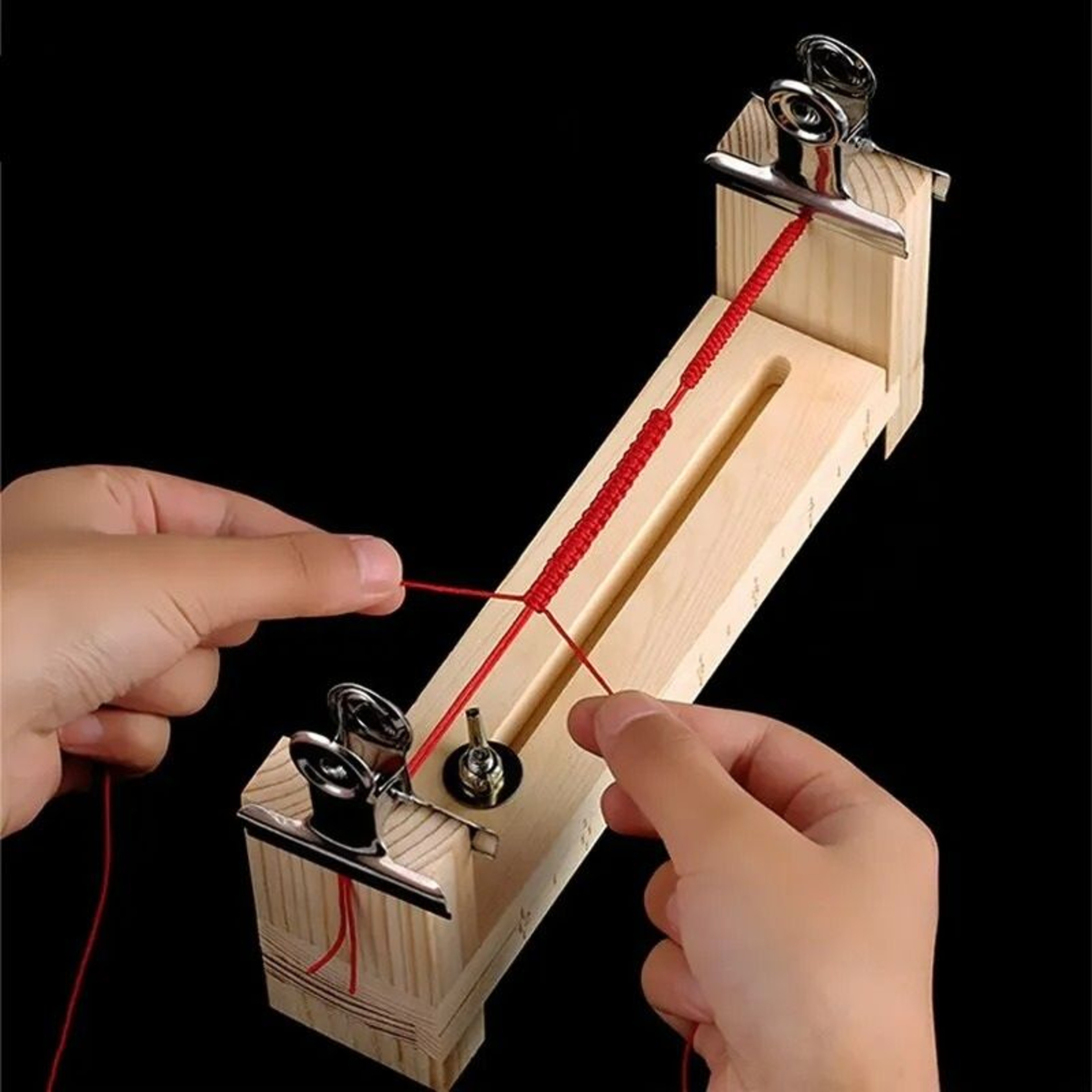 DIY Wooden Bracelet Braiding Jig  Red Rope Weaving Tool 0