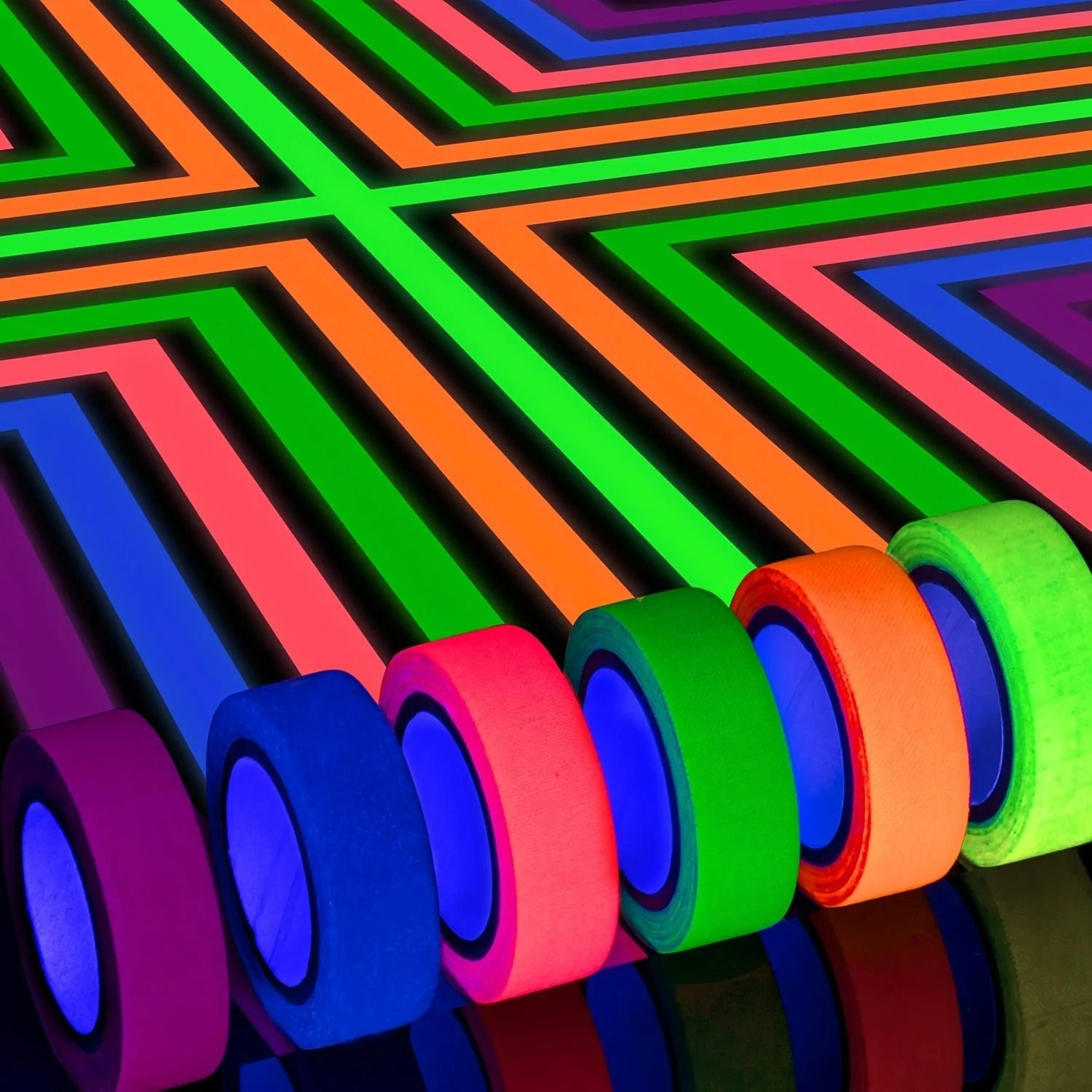 Neon Fluorescent UV Blacklight Cloth Gaffer Tape 6 Roll Pack 0