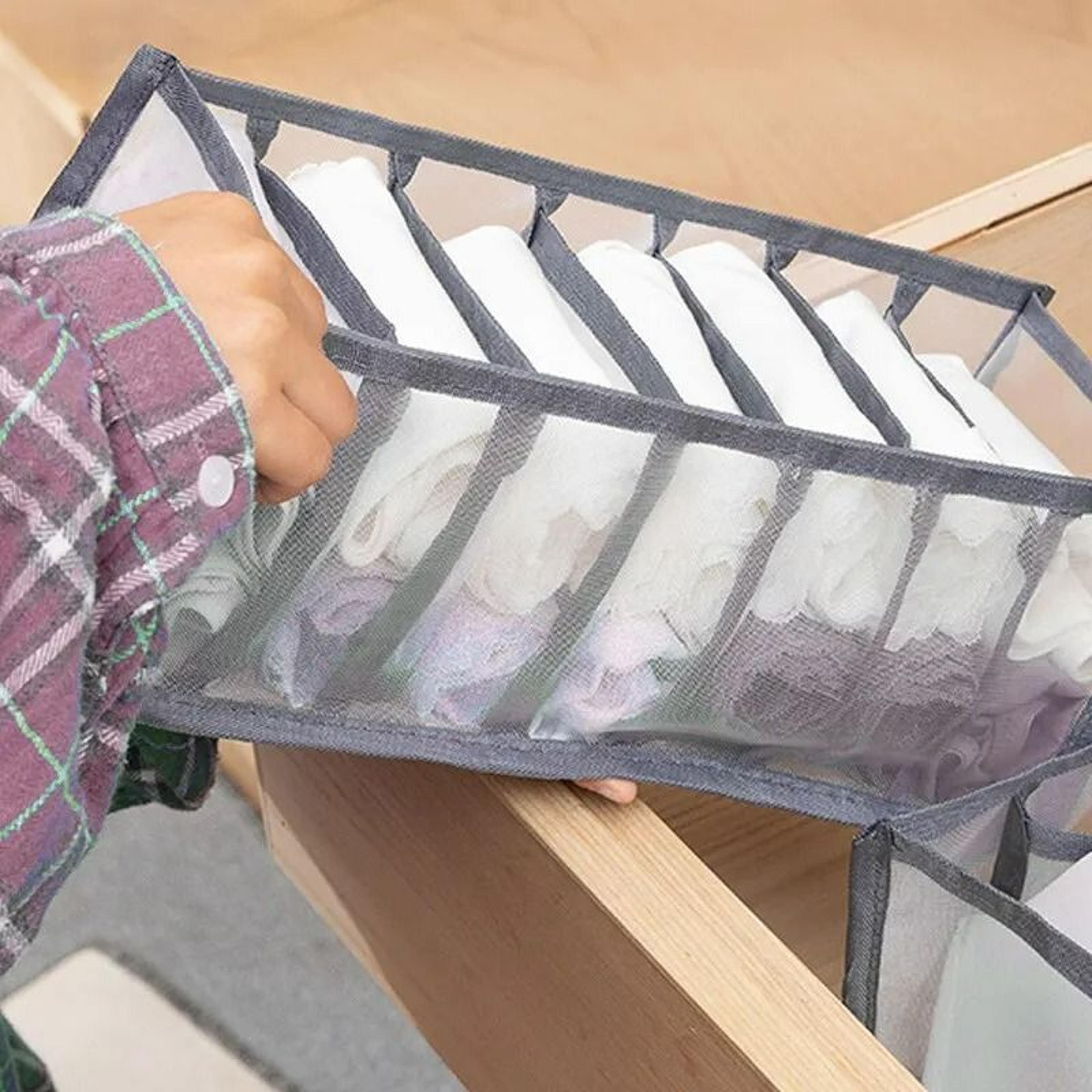 Foldable Mesh Underwear  Drawer Organizer Storage Box 1