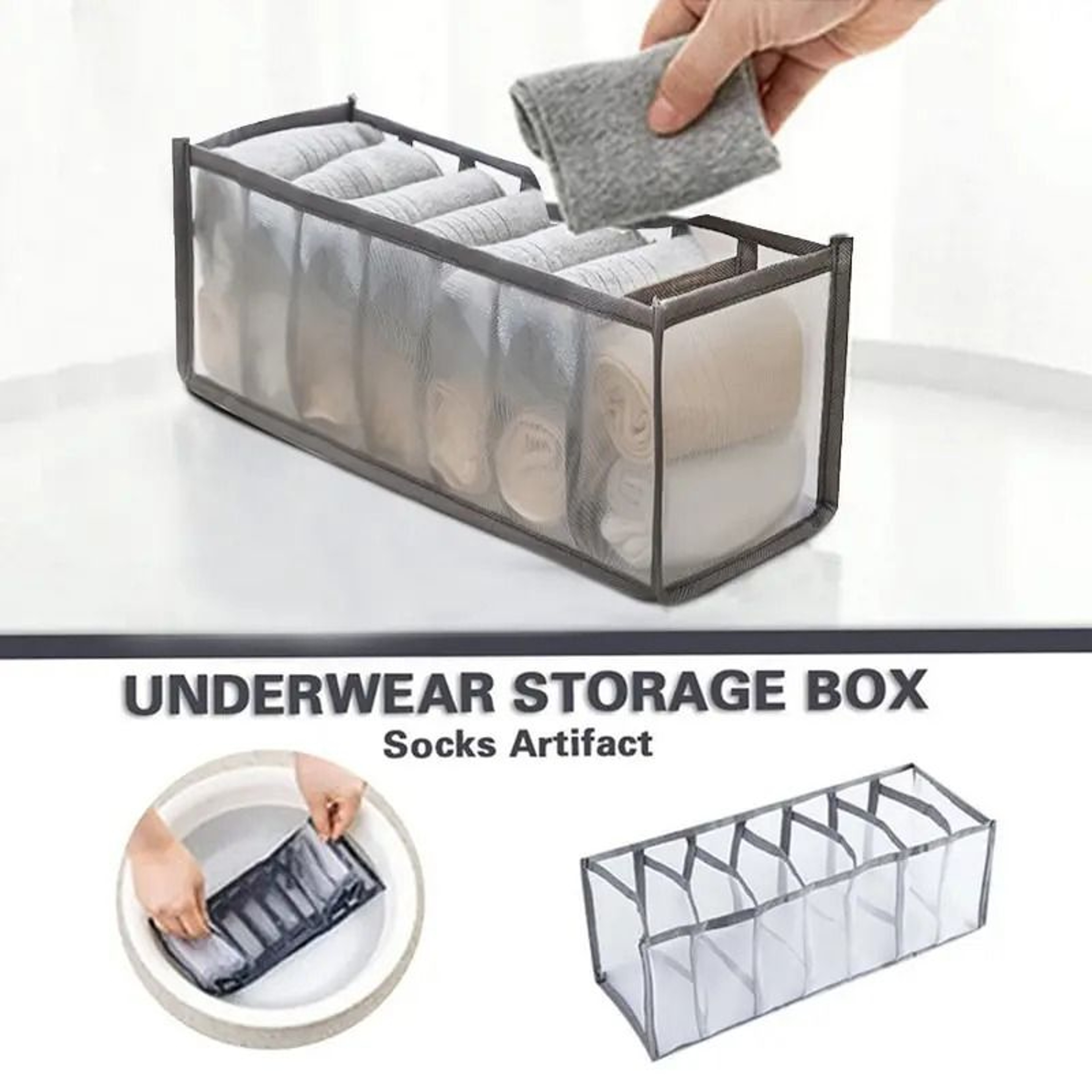 Foldable Mesh Underwear  Drawer Organizer Storage Box 2