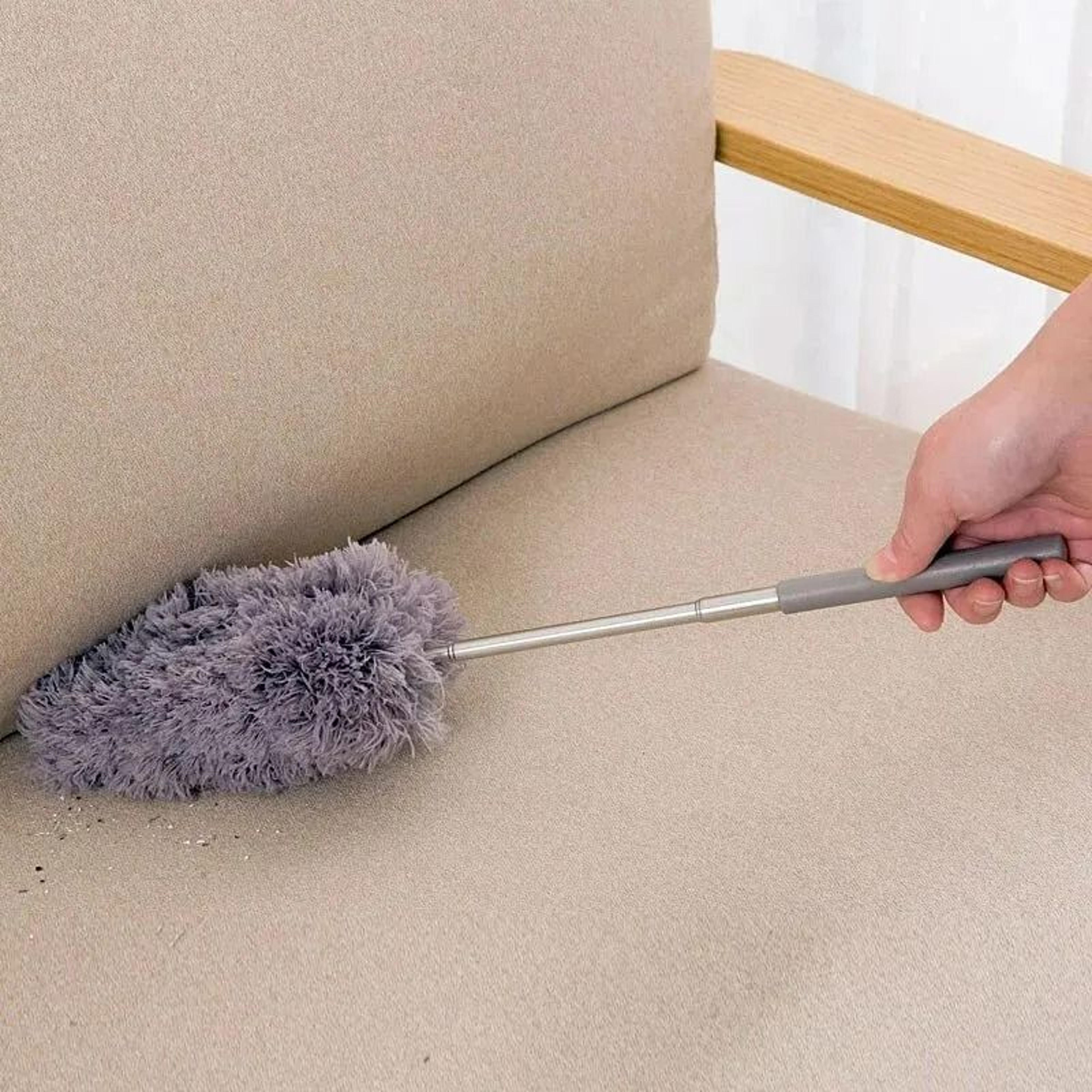 Retractable Microfiber Feather Duster With Extendable Stainless Steel Handle 1