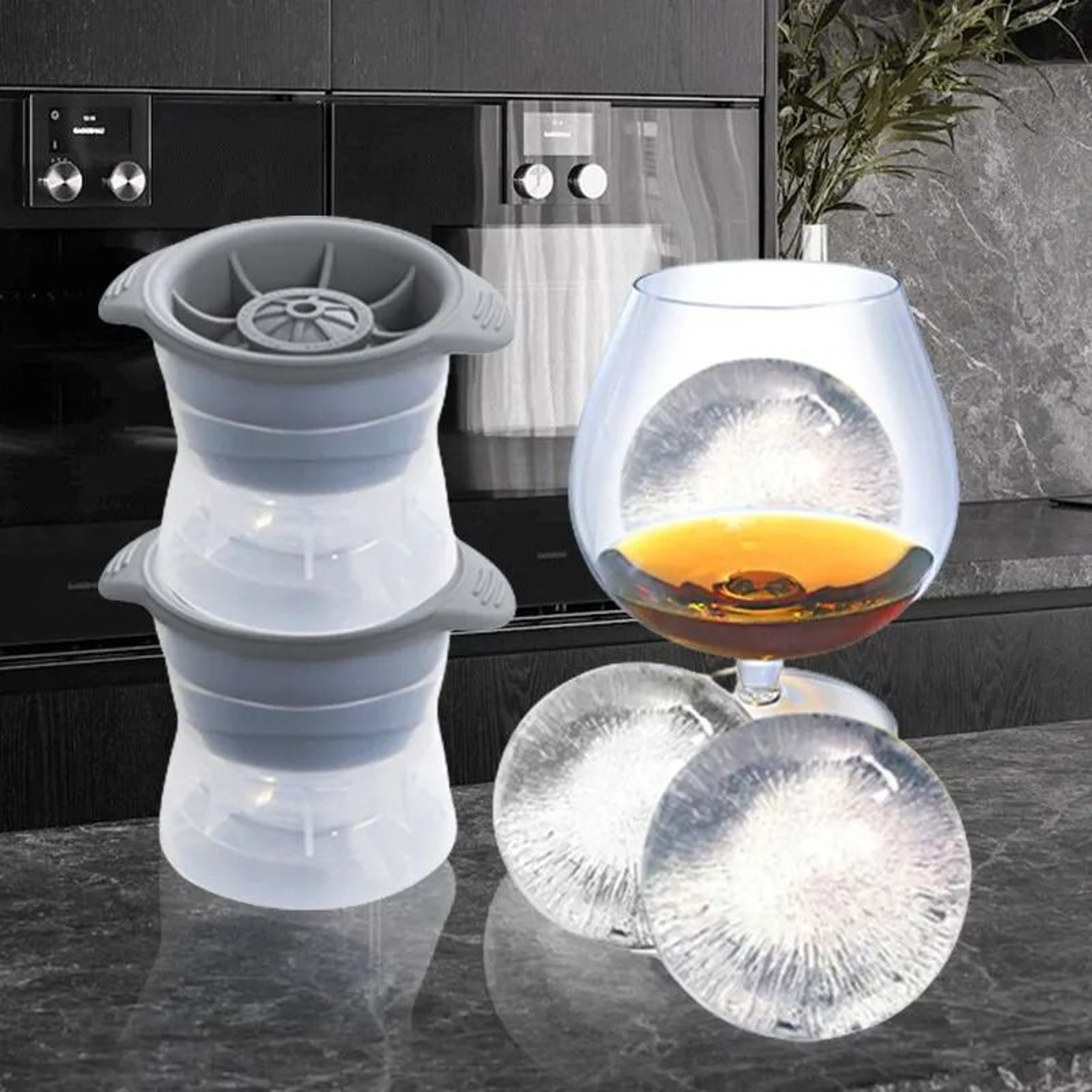 Large Spherical Silicone Whiskey Ice Sphere Molds 0