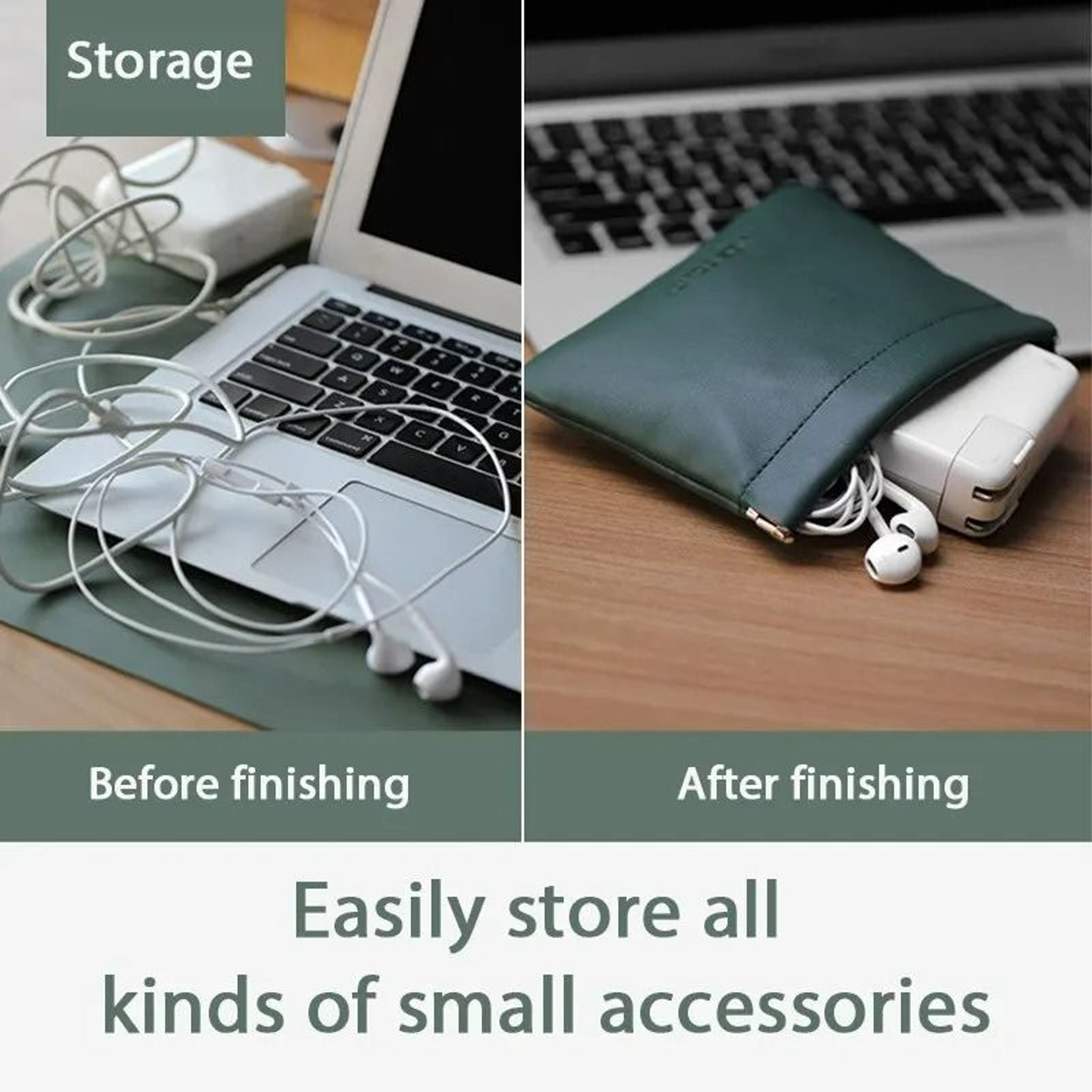 Portable PU Leather SelfClosing Cosmetic  Cable Pouch 2