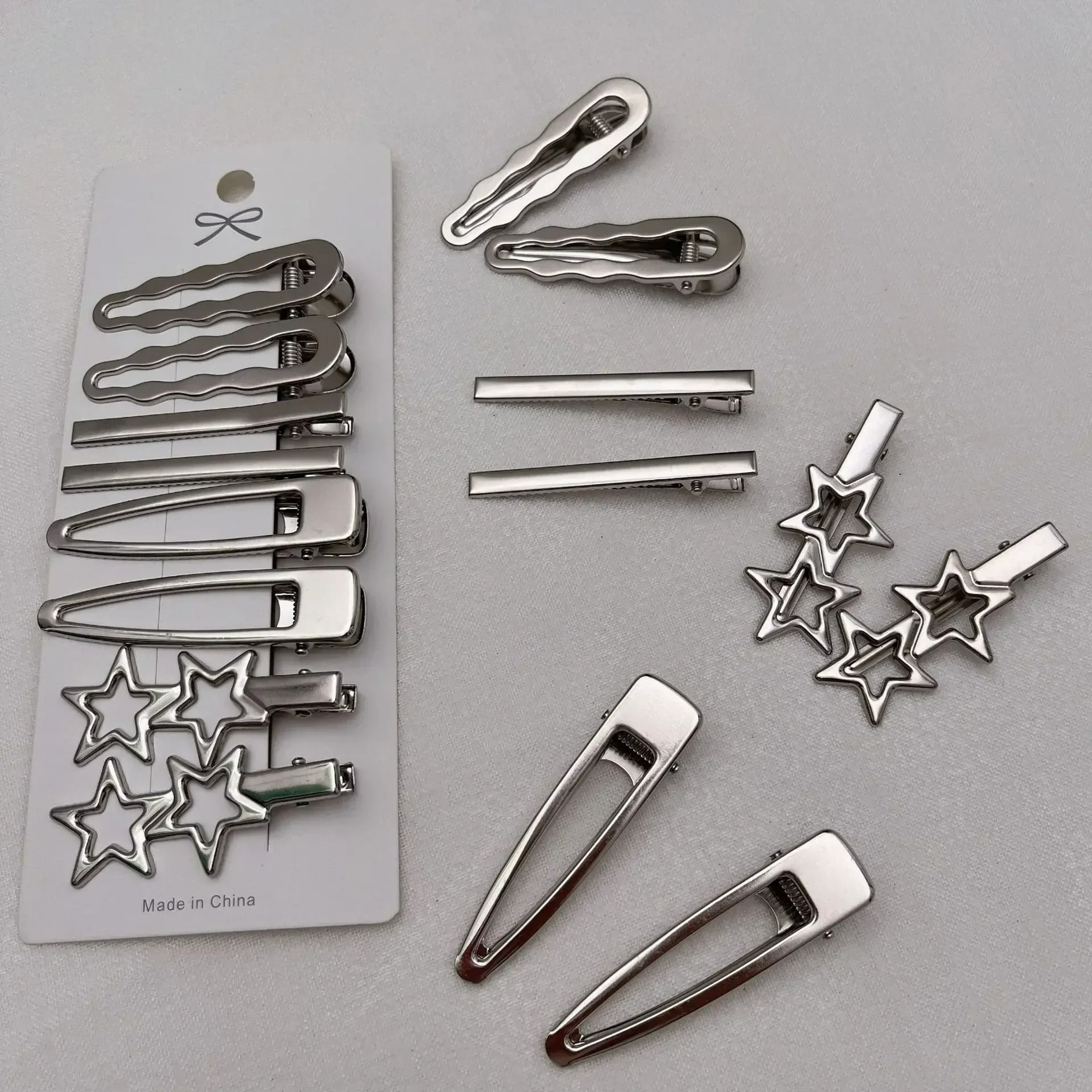 Silver Metal Y2K Duckbill Hair Clips  Personality Side Barrettes 5