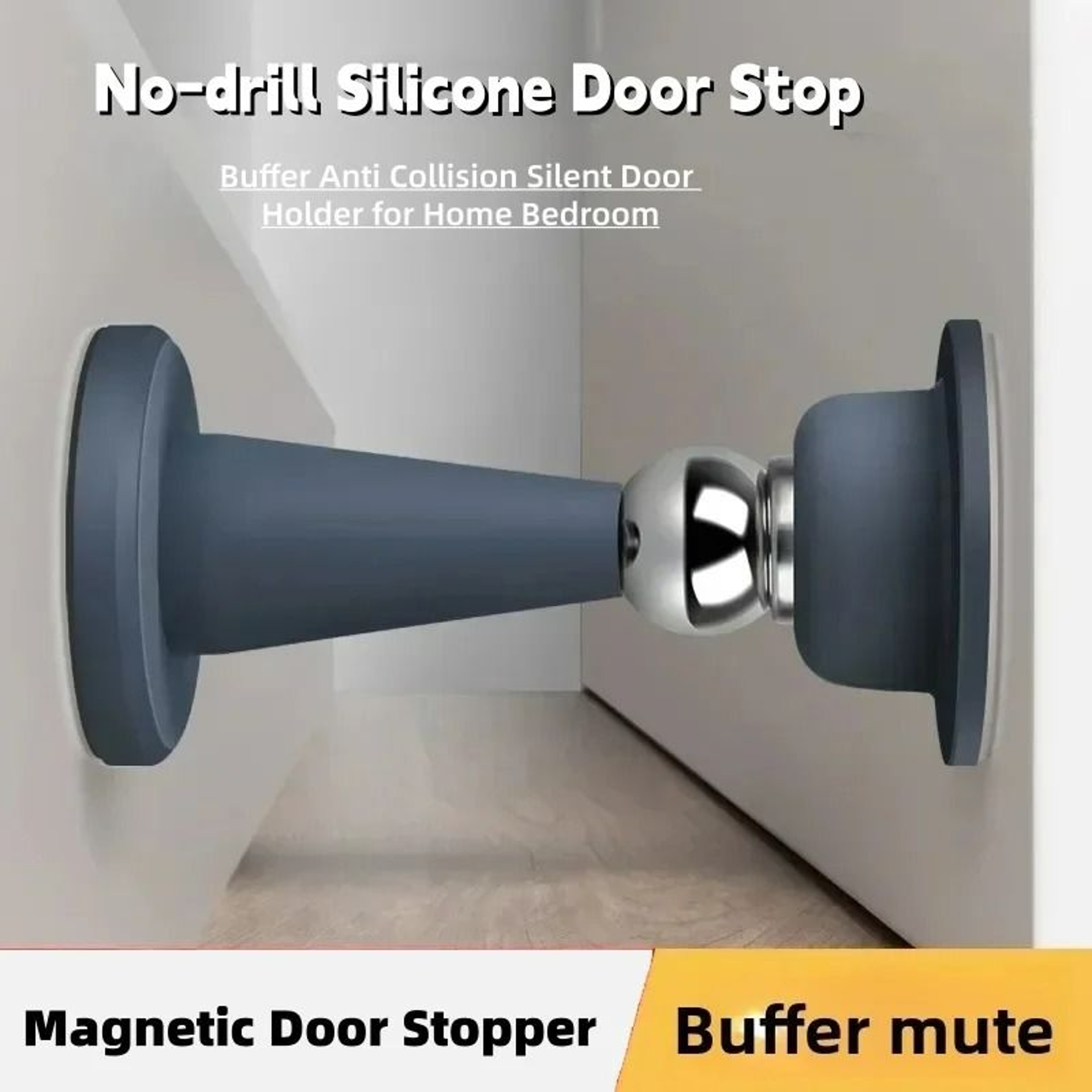 NoDrill Silicone Magnetic Door Stopper  Wall Buffer 1