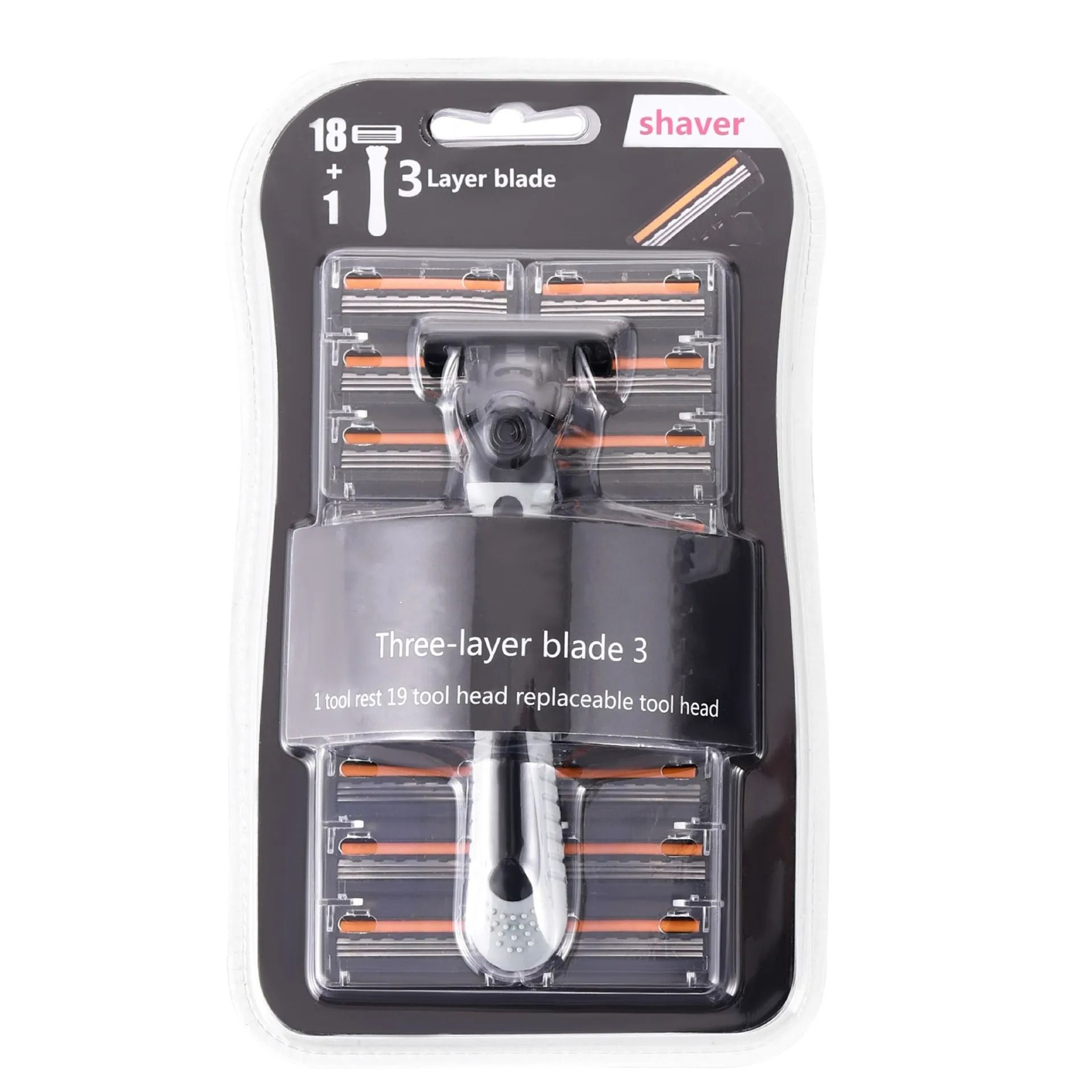 Mens Reusable ThreeLayer Razor Handle  Precision Shaving Blade Set 0