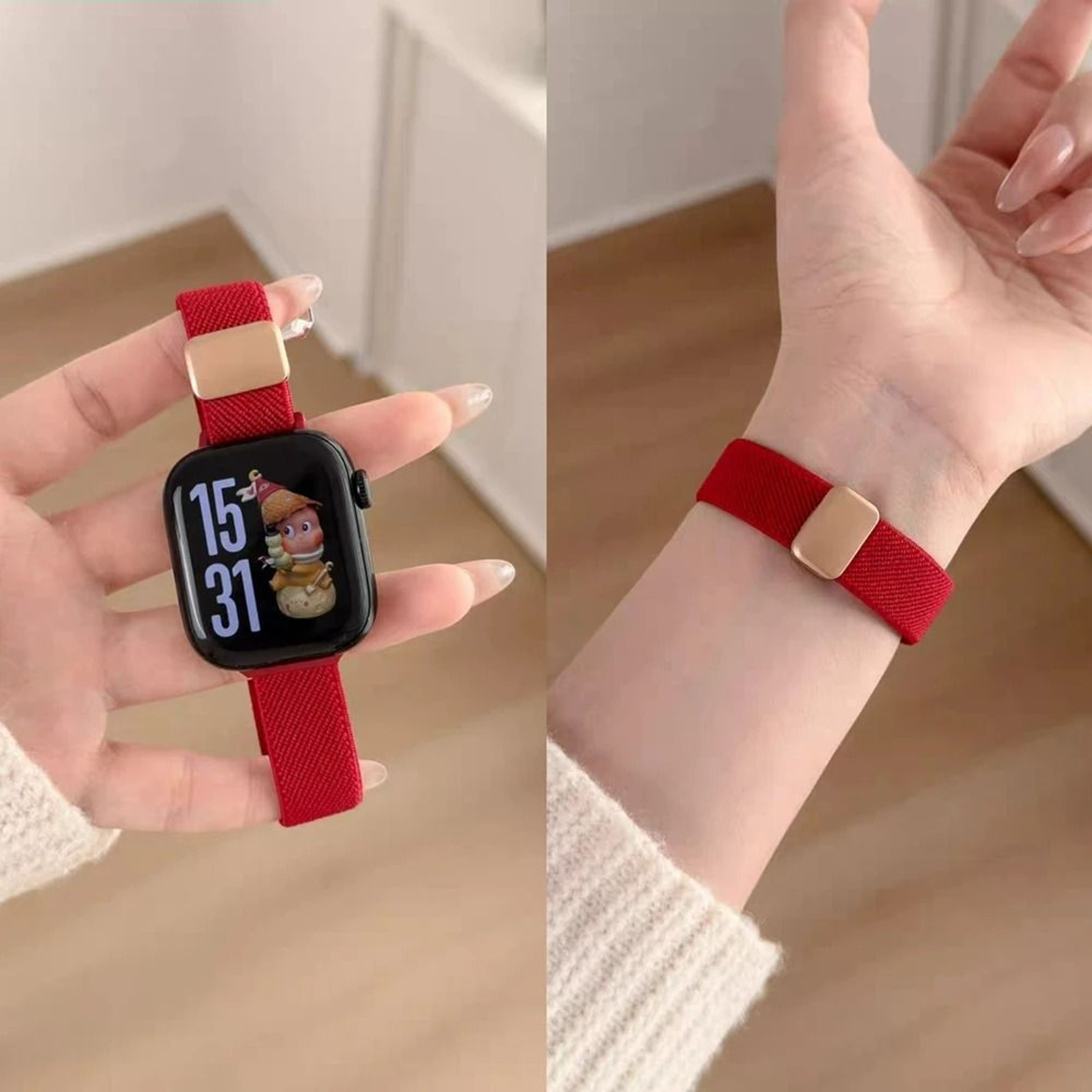 Magnetic Elastic Nylon Stretch Watch Strap For Apple Watch Series 1 Through 11  Ultra 5