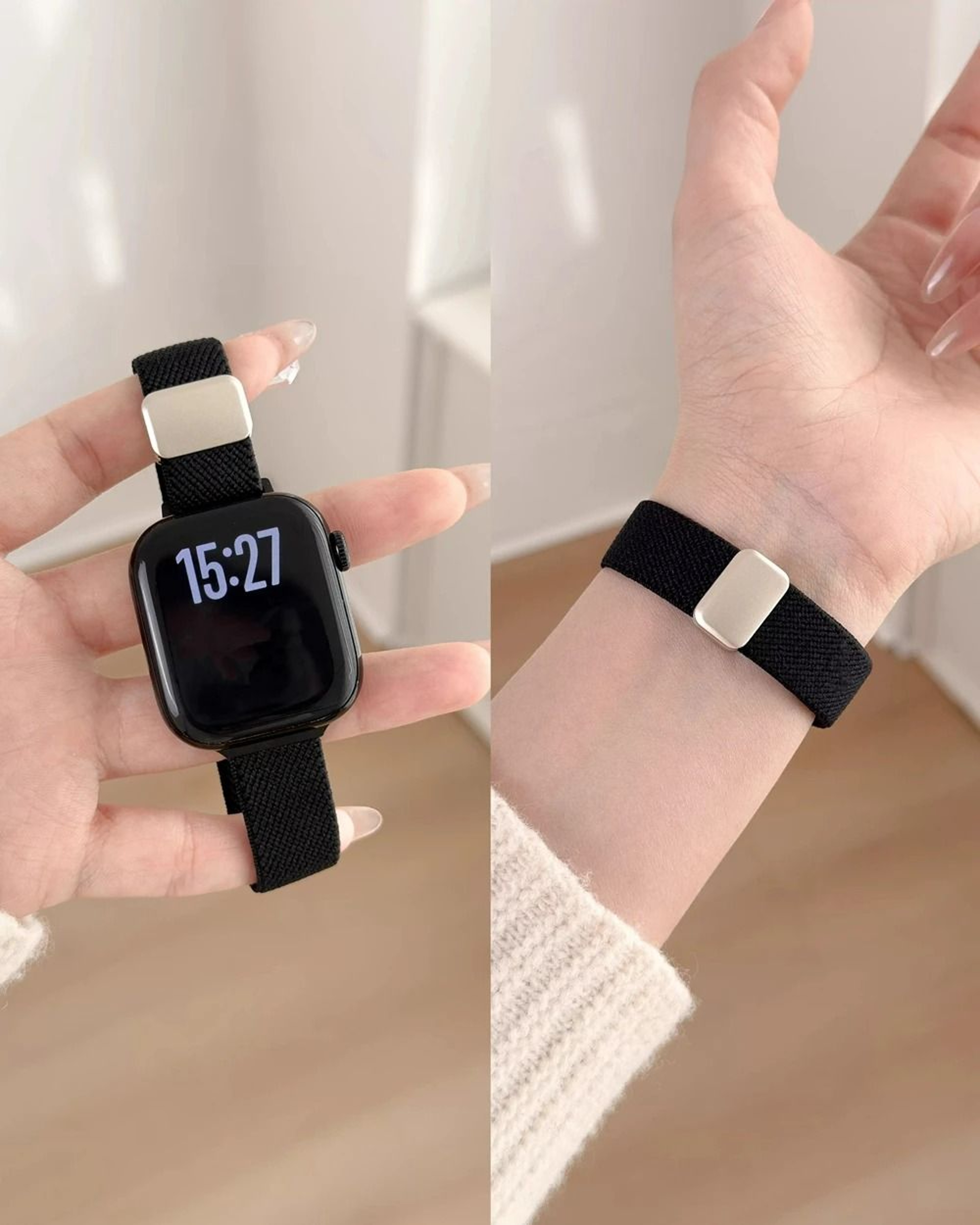 Magnetic Elastic Nylon Stretch Watch Strap For Apple Watch Series 1 Through 11  Ultra 3
