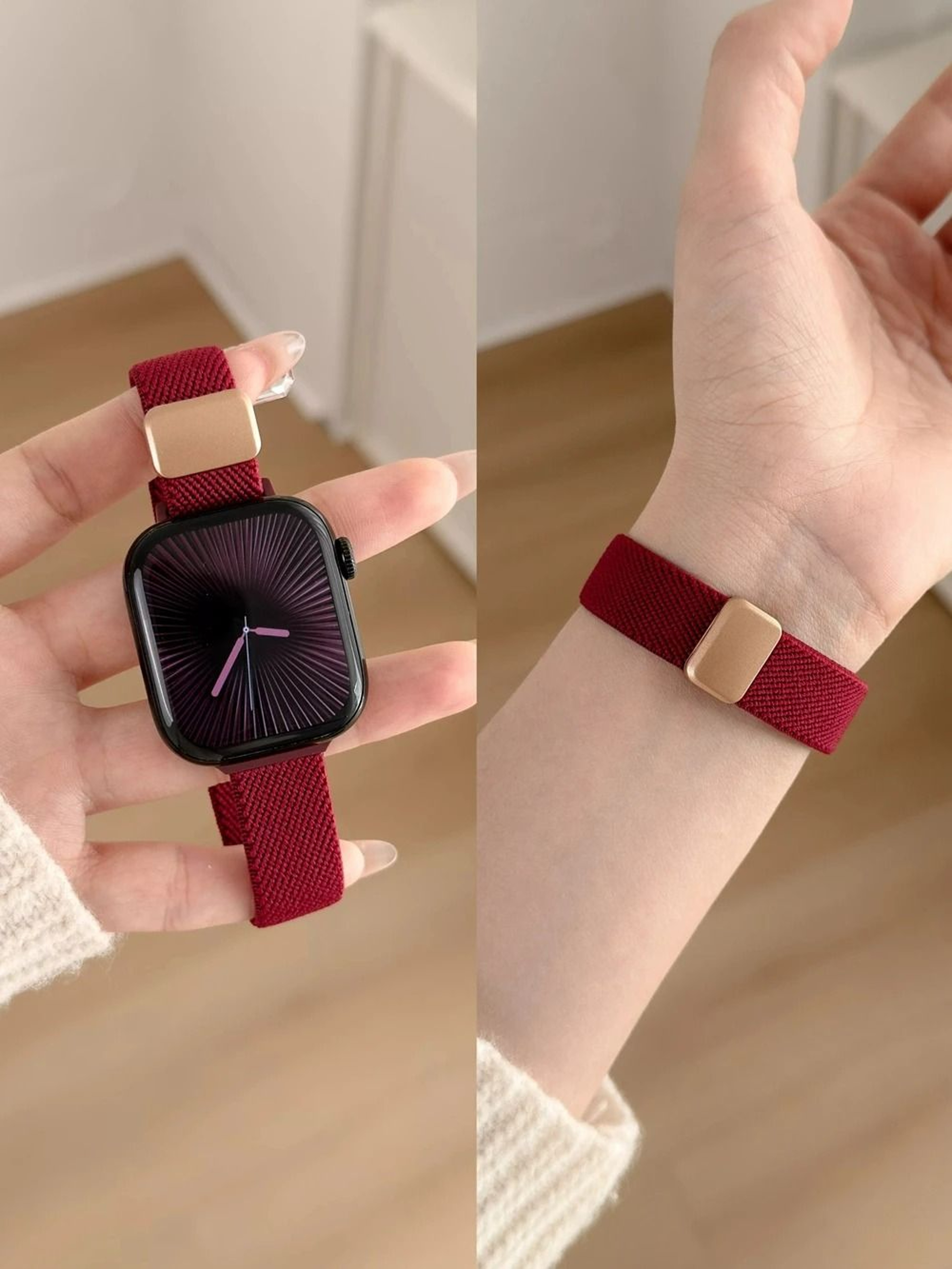 Magnetic Elastic Nylon Stretch Watch Strap For Apple Watch Series 1 Through 11  Ultra 4