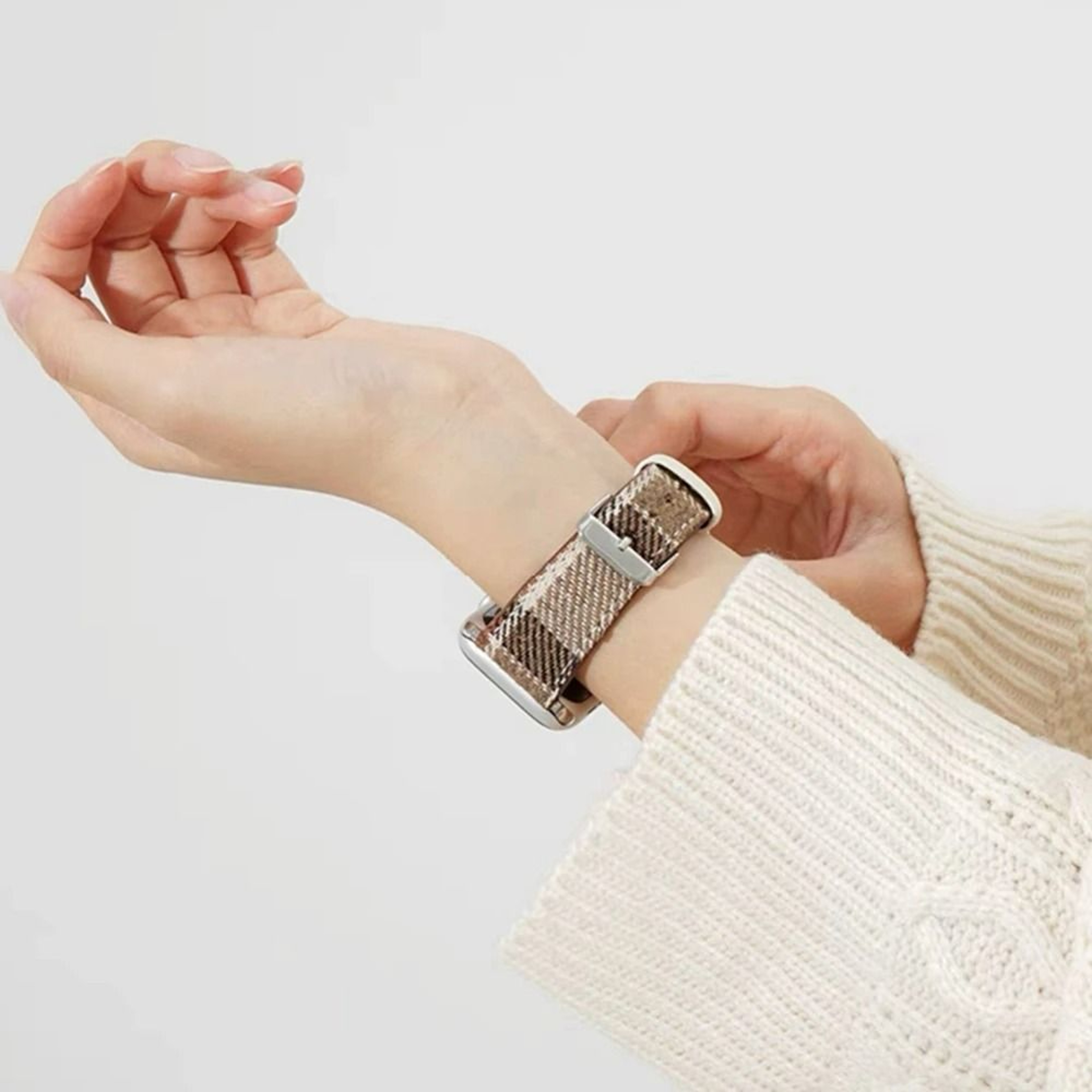 Winter Maillard Wool Plaid Braided Strap For Apple Watch Series 1 Through 11  Ultra 6