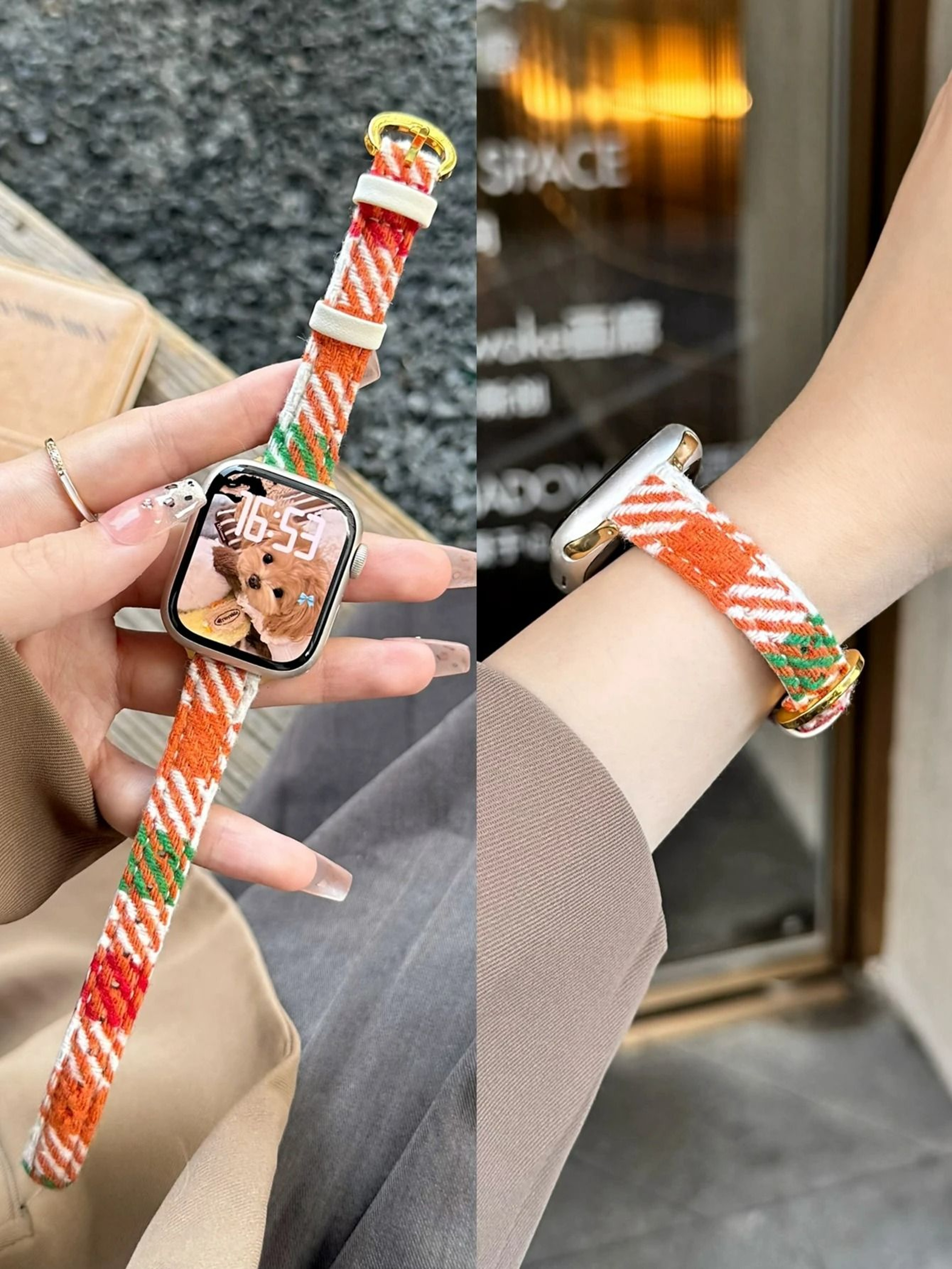 Winter Maillard Wool Plaid Braided Strap For Apple Watch Series 1 Through 11  Ultra 16