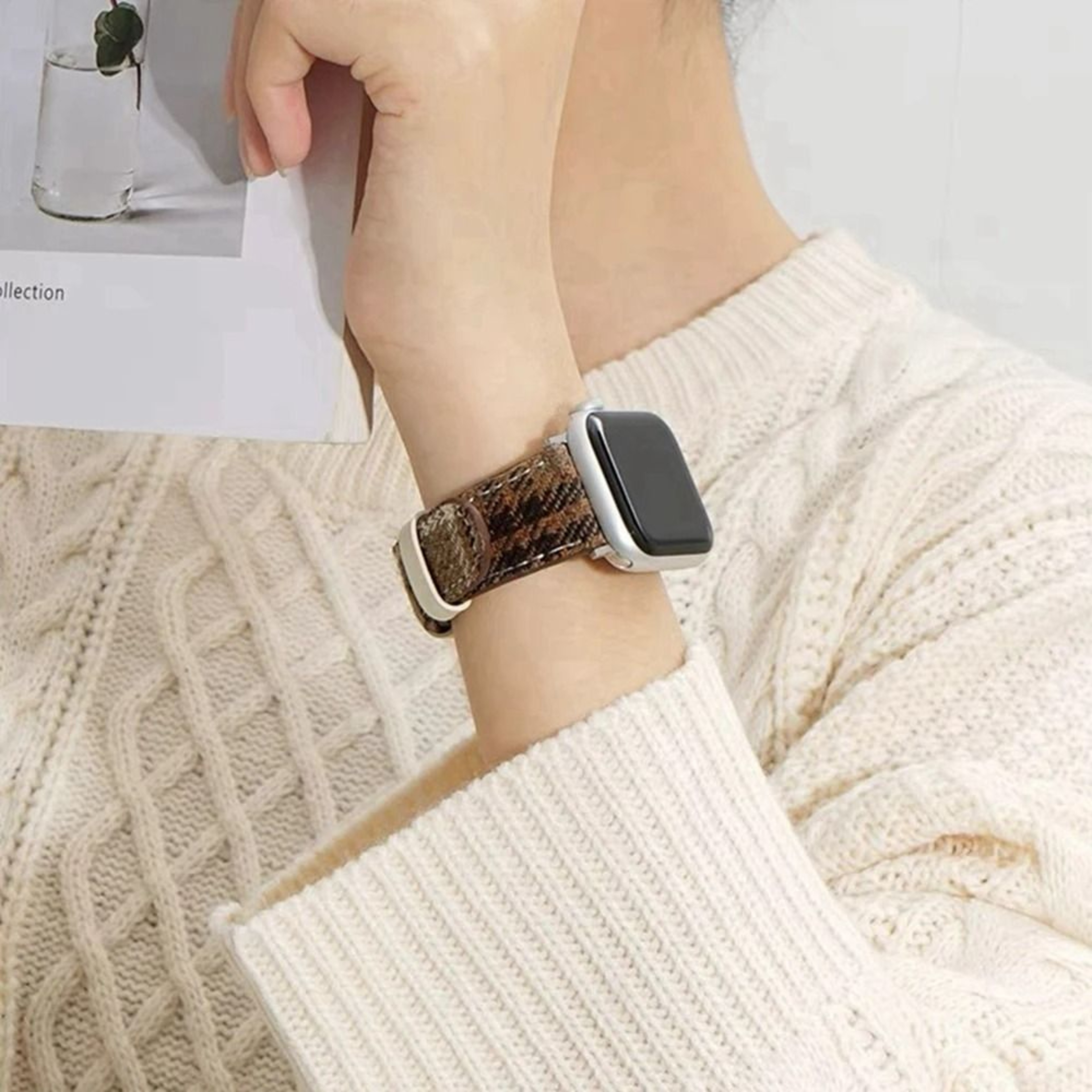 Winter Maillard Wool Plaid Braided Strap For Apple Watch Series 1 Through 11  Ultra 5