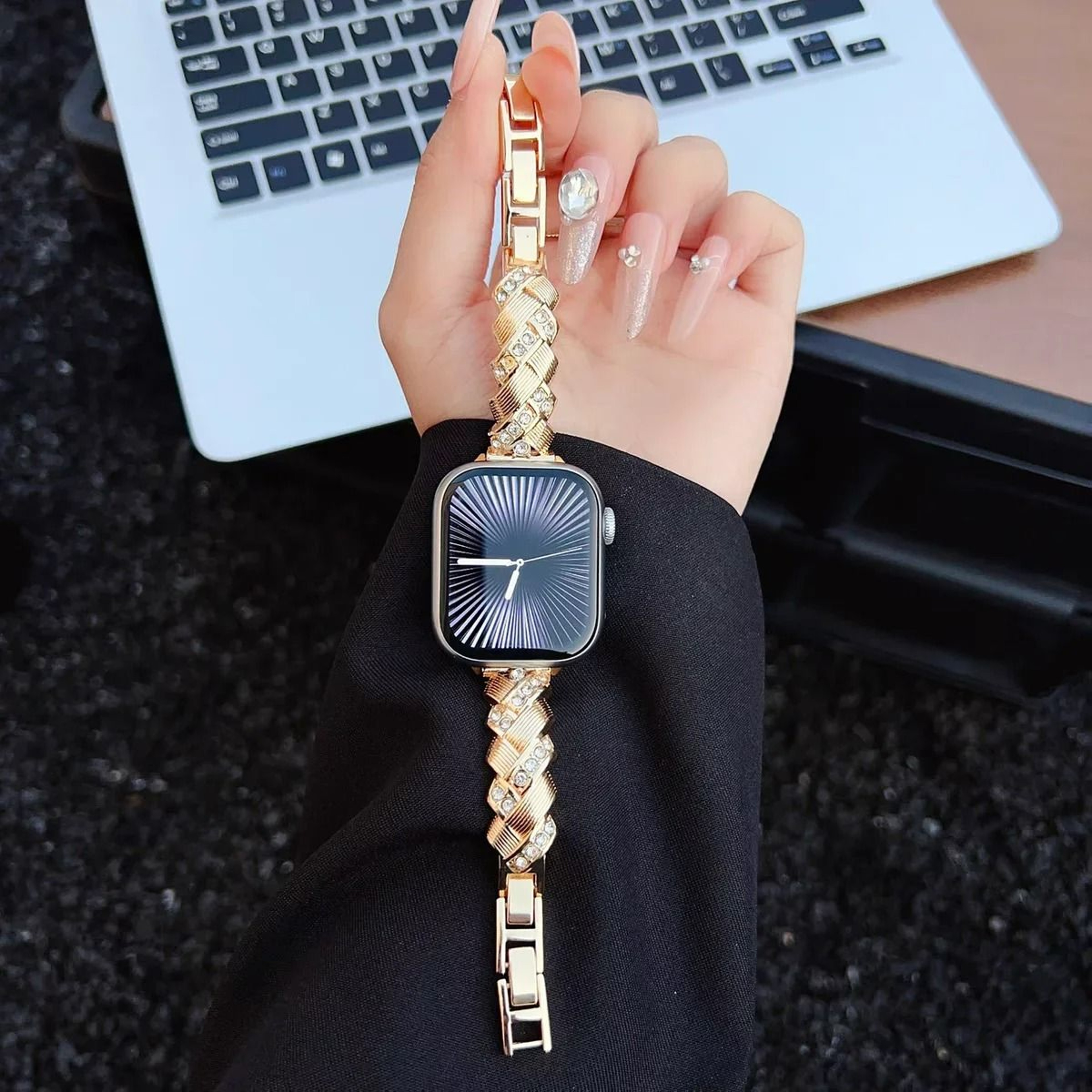 Bling Rhinestone Ear Of Wheat Bracelet Strap For Apple Watch Series 1 Through 11  Ultra 8