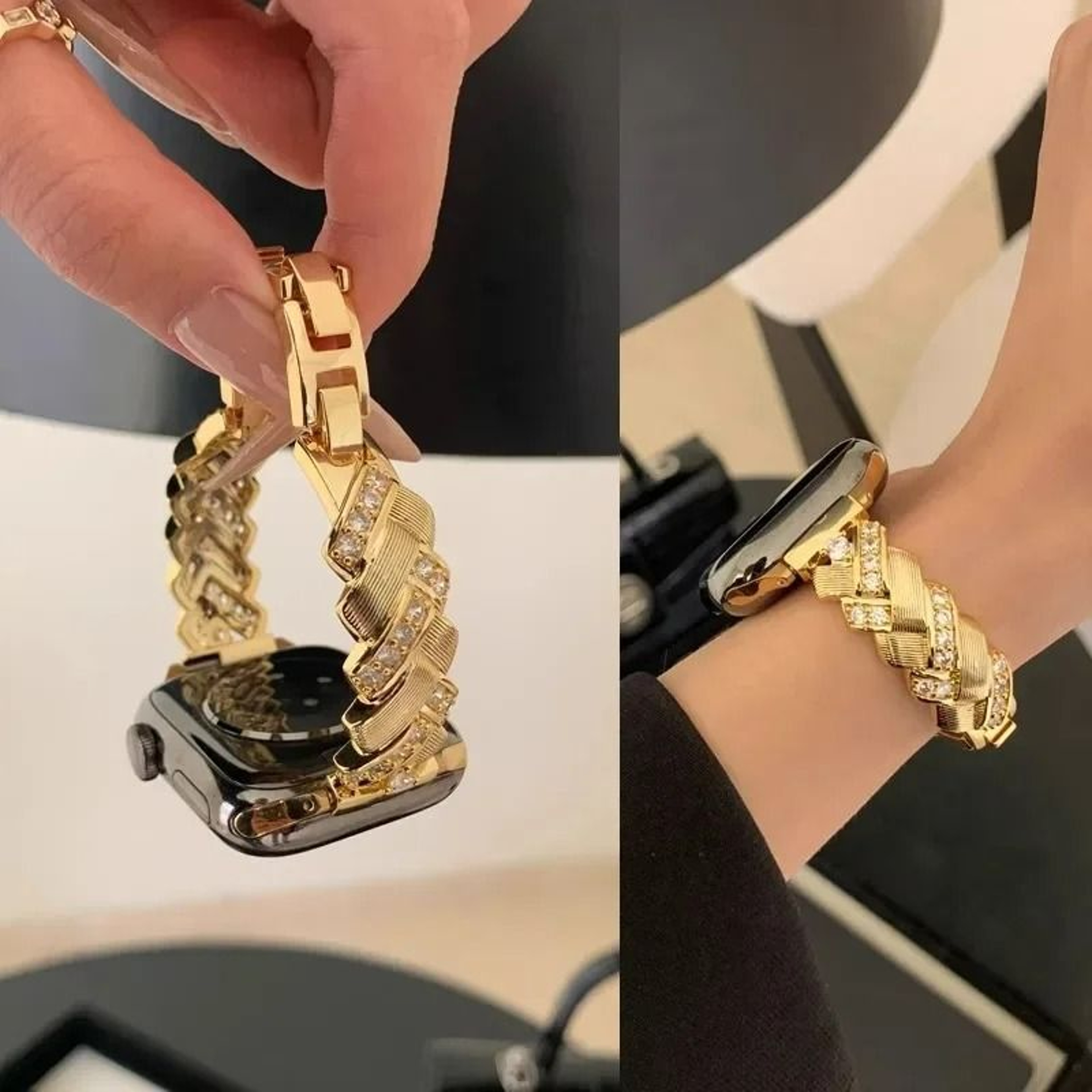 Bling Rhinestone Ear Of Wheat Bracelet Strap For Apple Watch Series 1 Through 11  Ultra 0