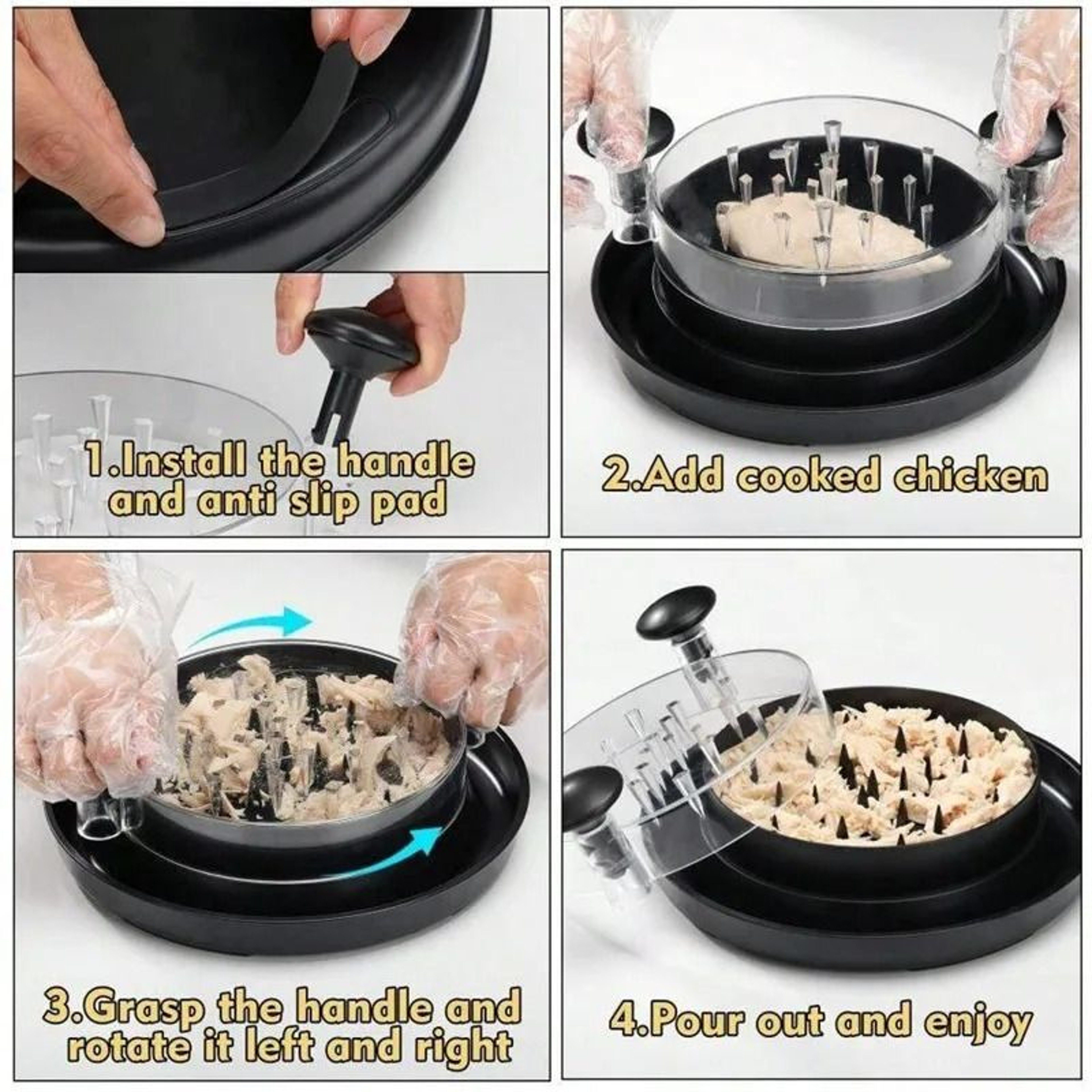 Ergonomic HandTorn Chicken Shredder  Shredded Meat Cutter Tool 3