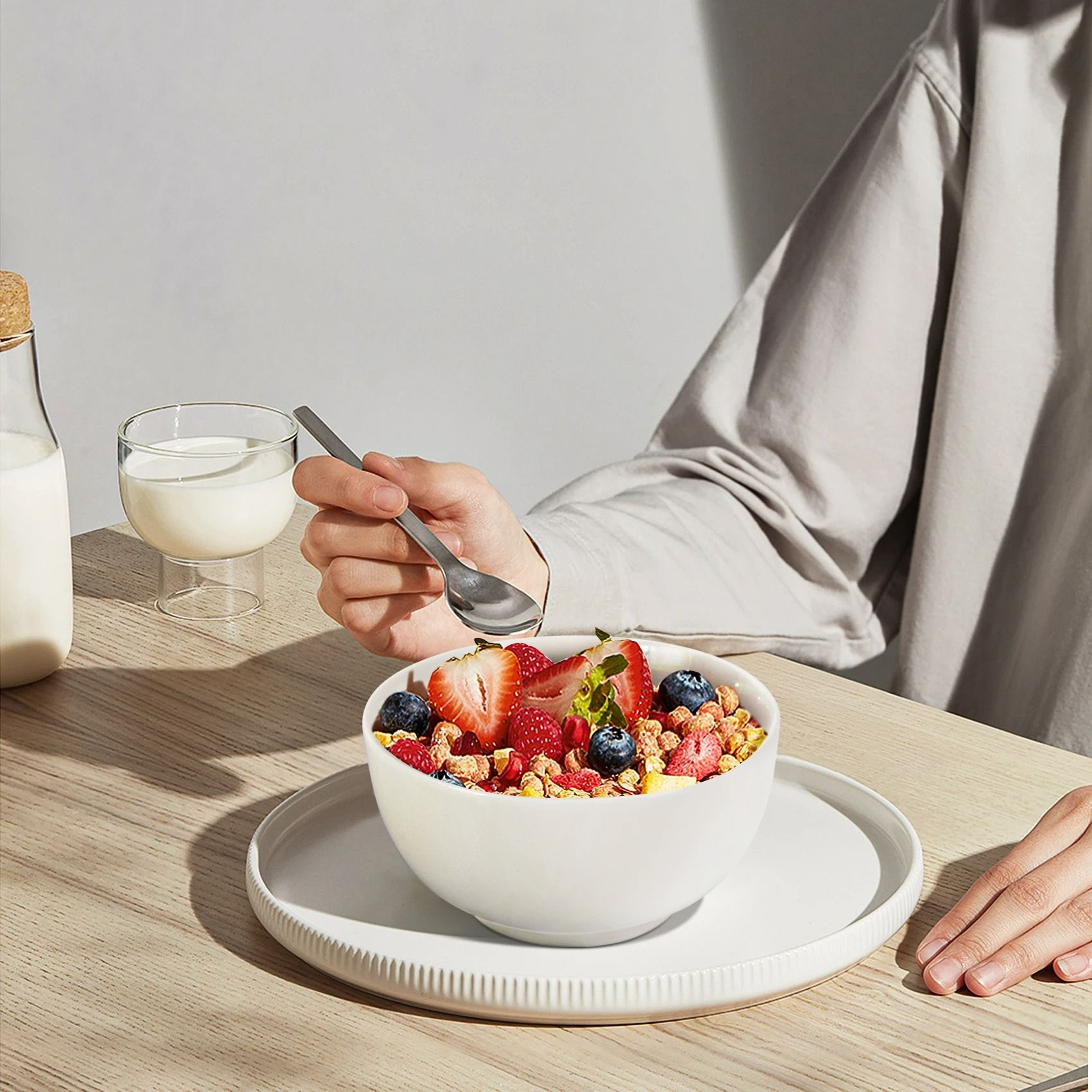 8Pack Premium White Porcelain 10 Oz Cereal  Soup Bowls Set 0