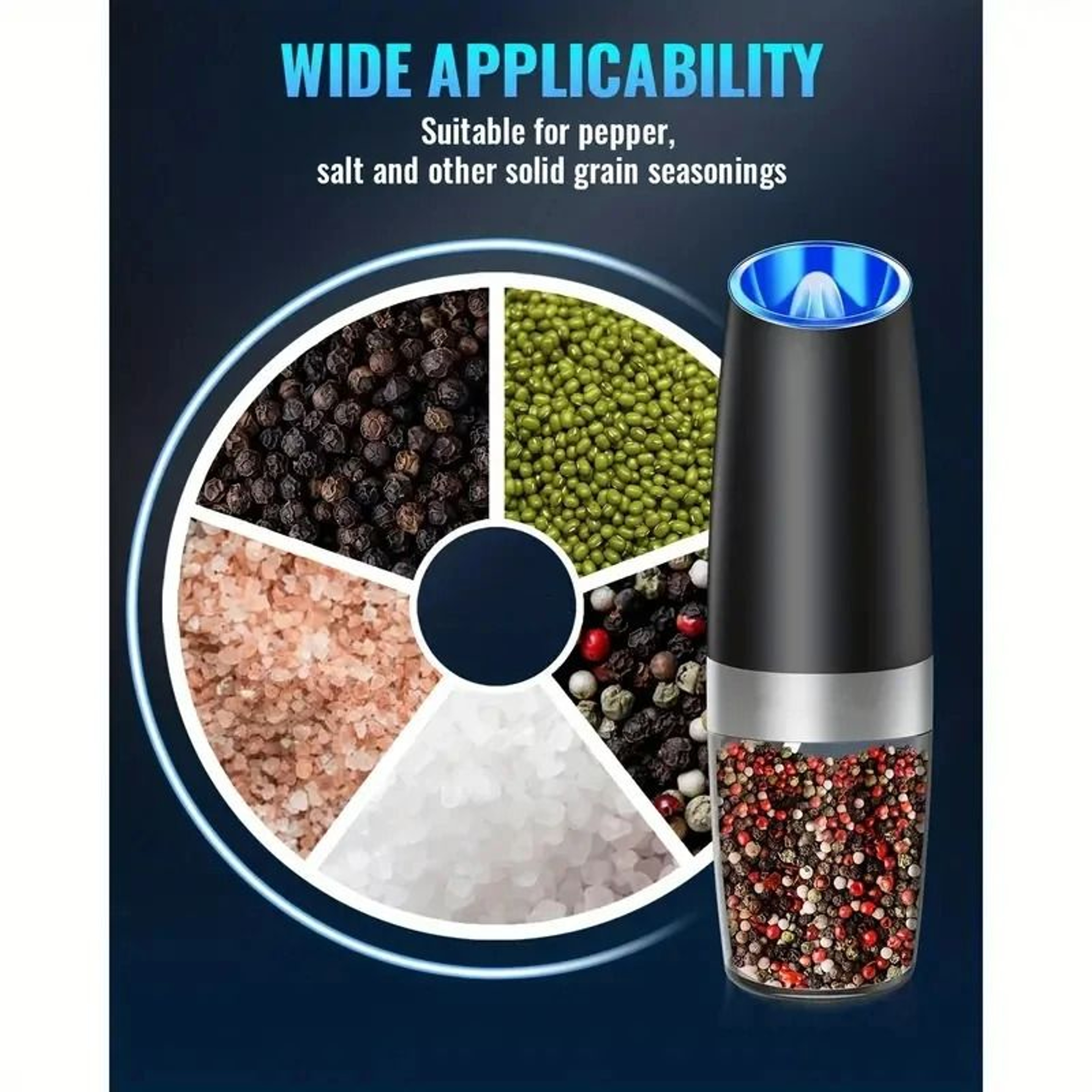 2Piece Automatic Gravity Electric Salt  Pepper Grinder Set 5