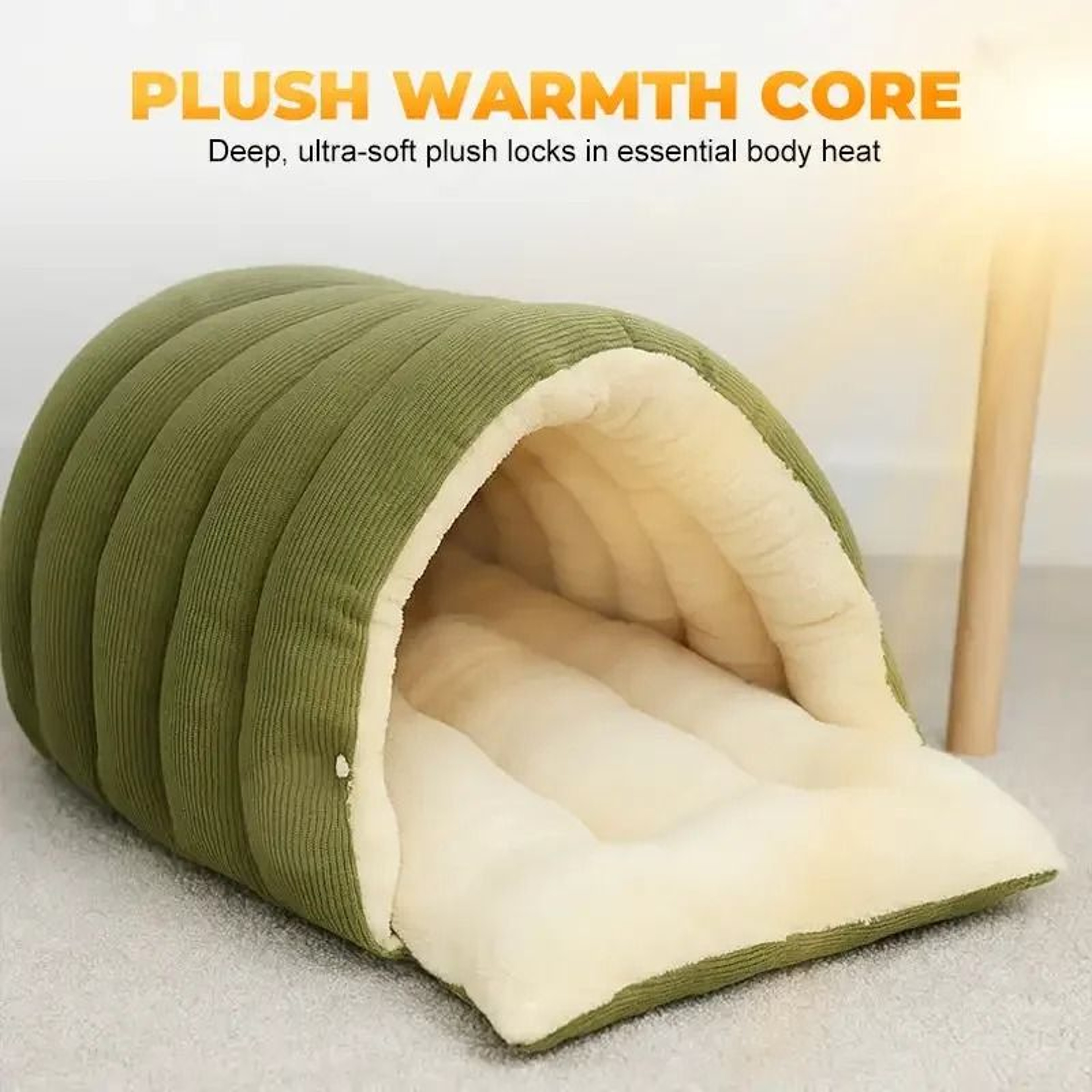 Winter Thermal Plush Enclosed Cat Cave Bed With Removable Cushion 1