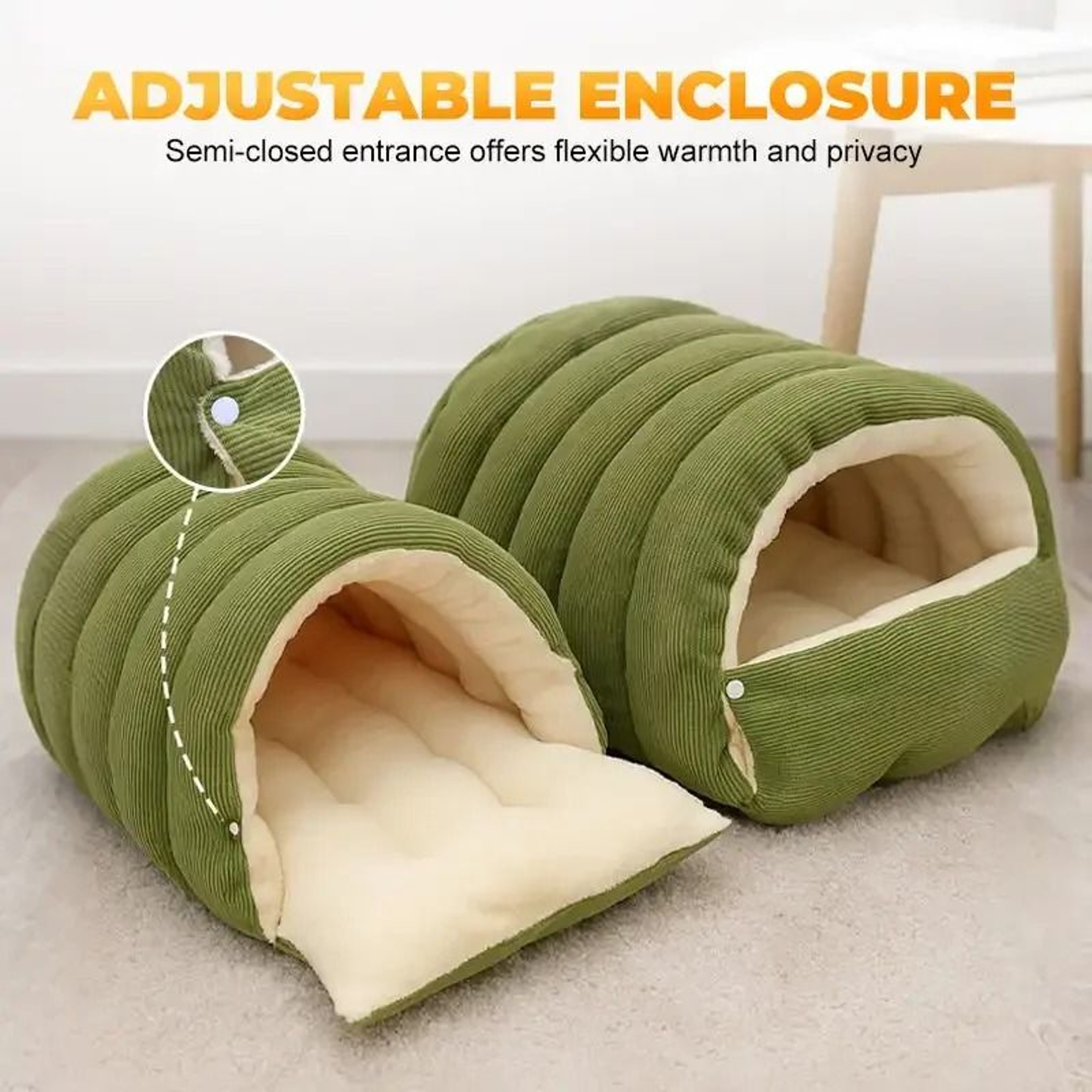 Winter Thermal Plush Enclosed Cat Cave Bed With Removable Cushion 0