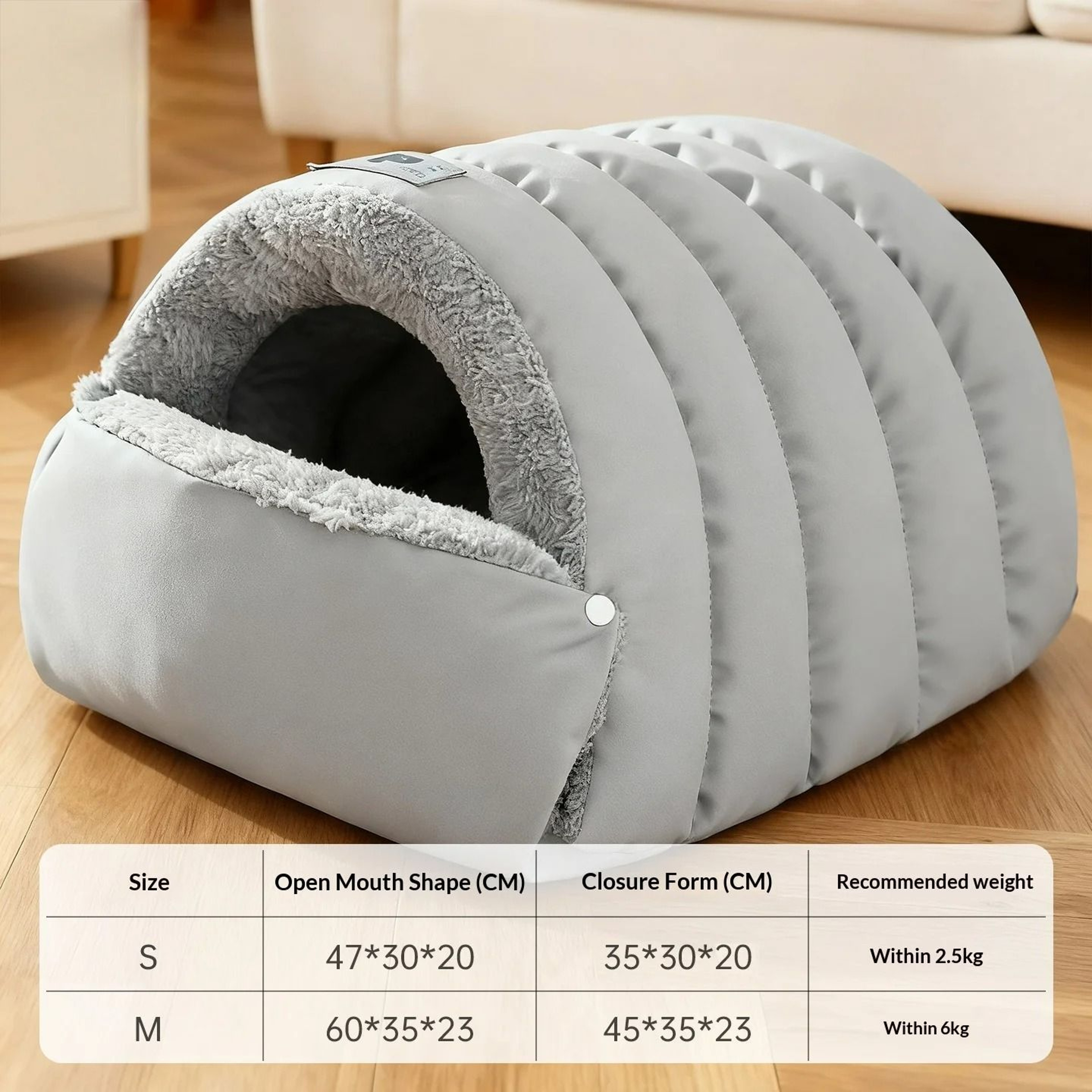 SemiEnclosed Winter Warm Cat Cave Bed With Waterproof Base 8