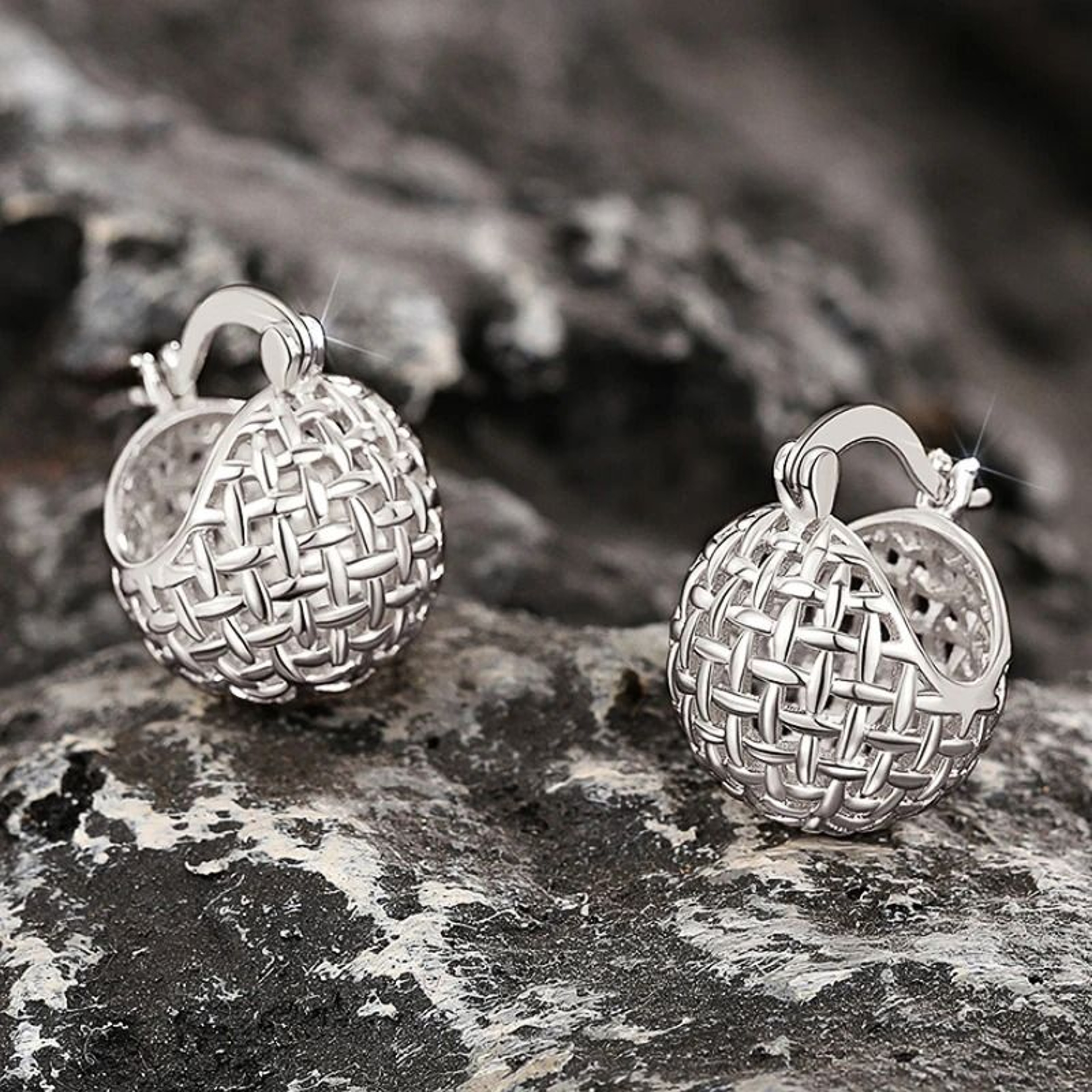 Trendy Gold  Silver Ball Accent Hoop Earrings 4
