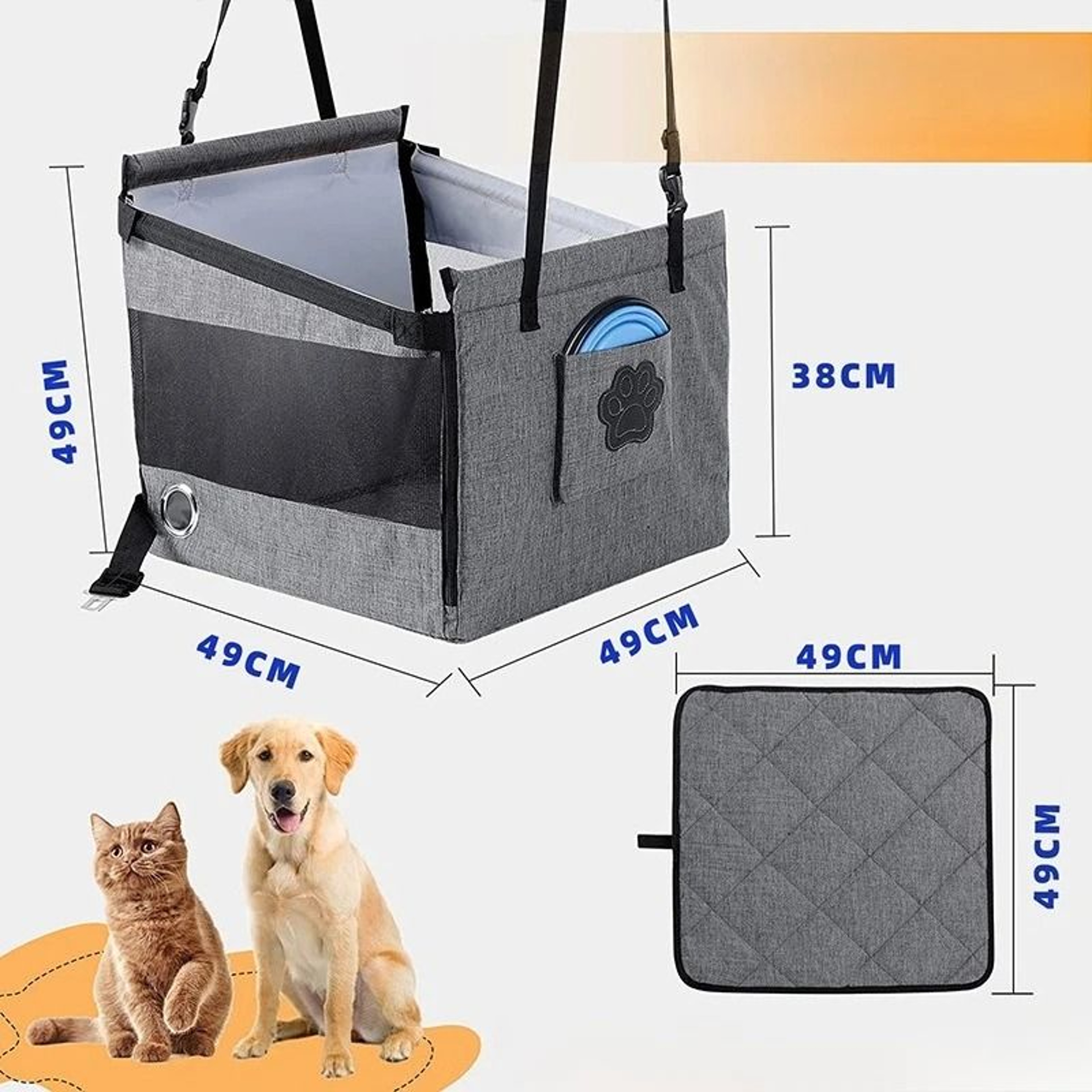 Portable Waterproof Car Pet Seat Carrier With Safety Mesh 5
