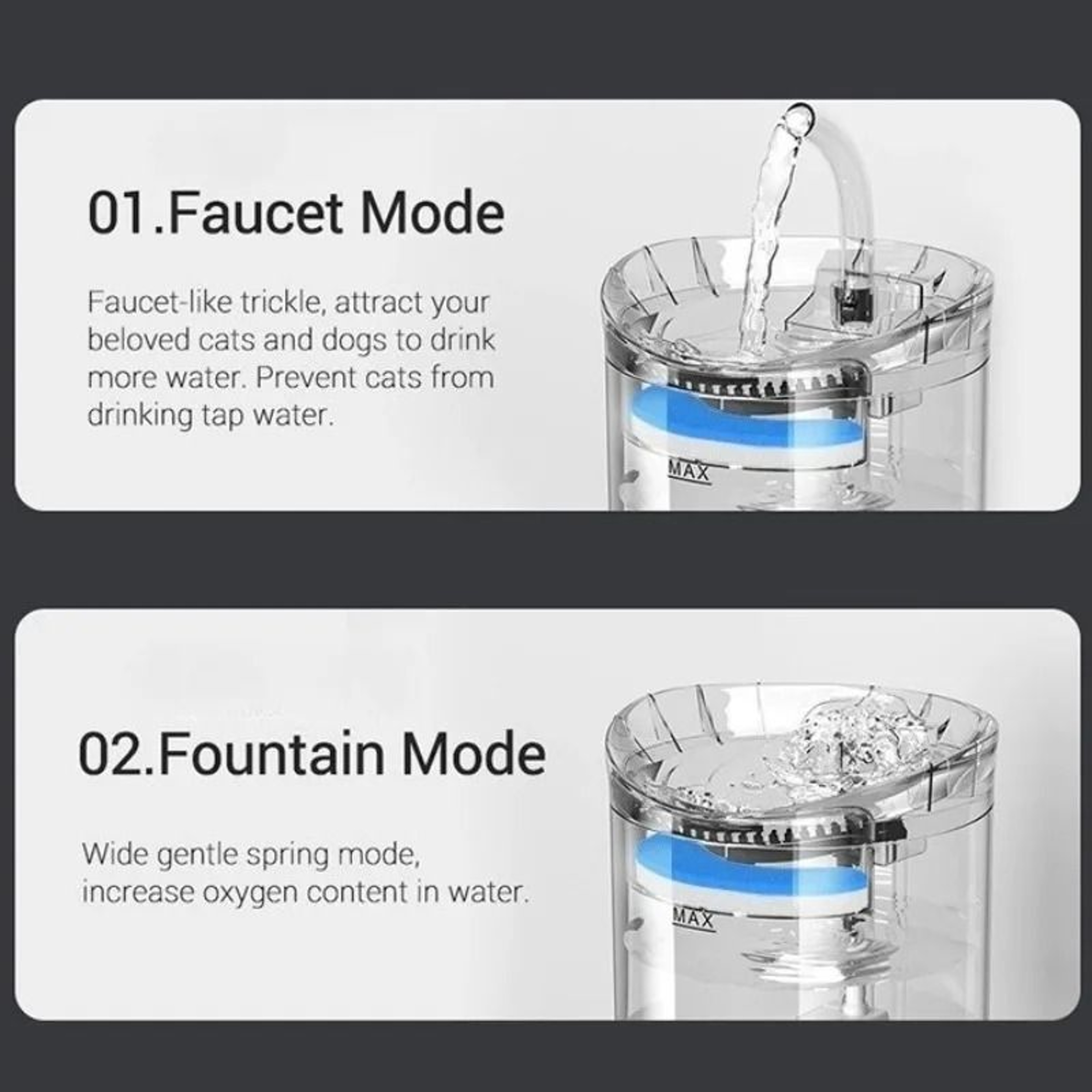 Automatic Smart Quiet Tilted Cat Water Fountain 3