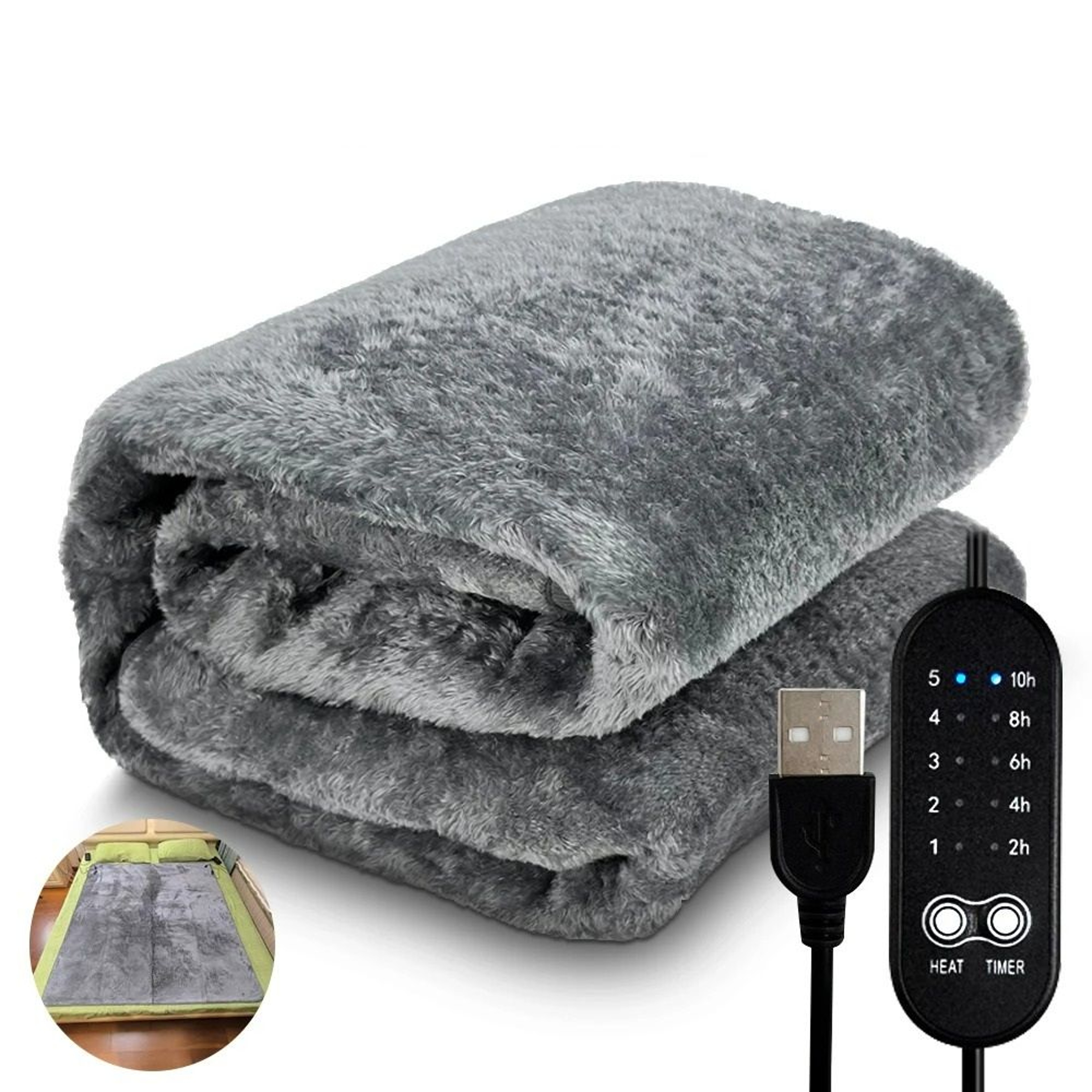 USB Electric Heating Blanket Plush Warm 5Speed Adjustable Heating Pad 0