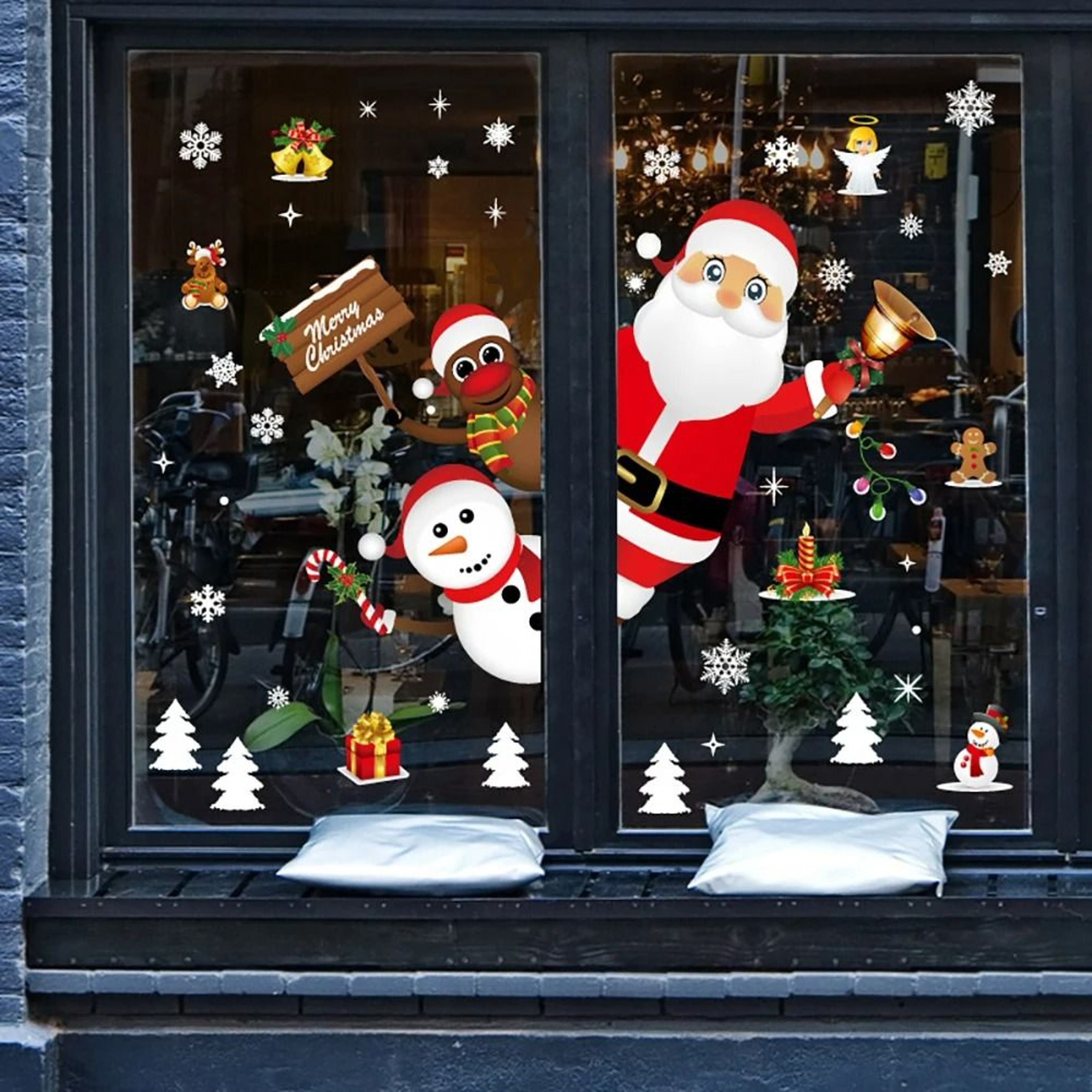 Merry Christmas Santa Claus  Snowman Window Decals 7