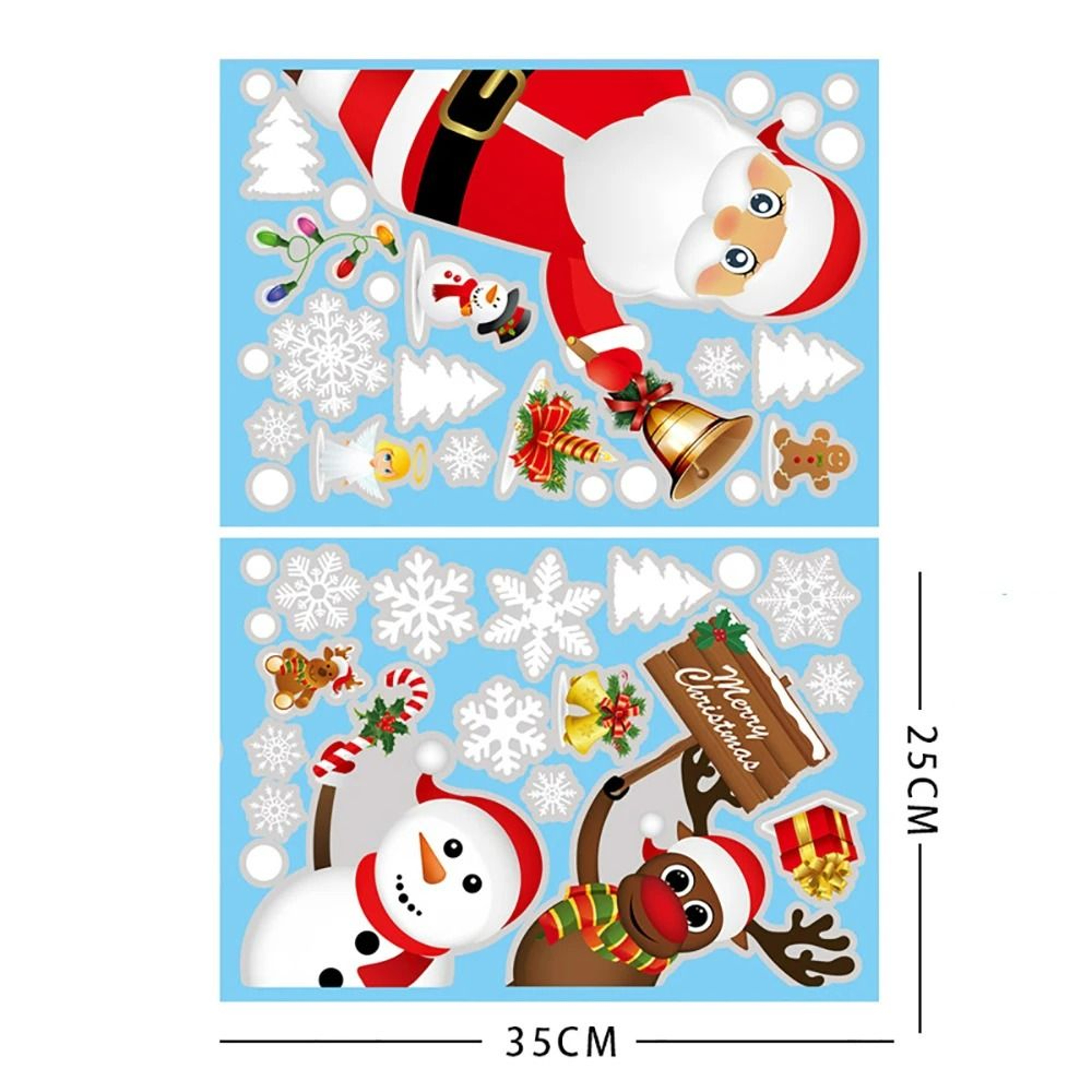 Merry Christmas Santa Claus  Snowman Window Decals 4