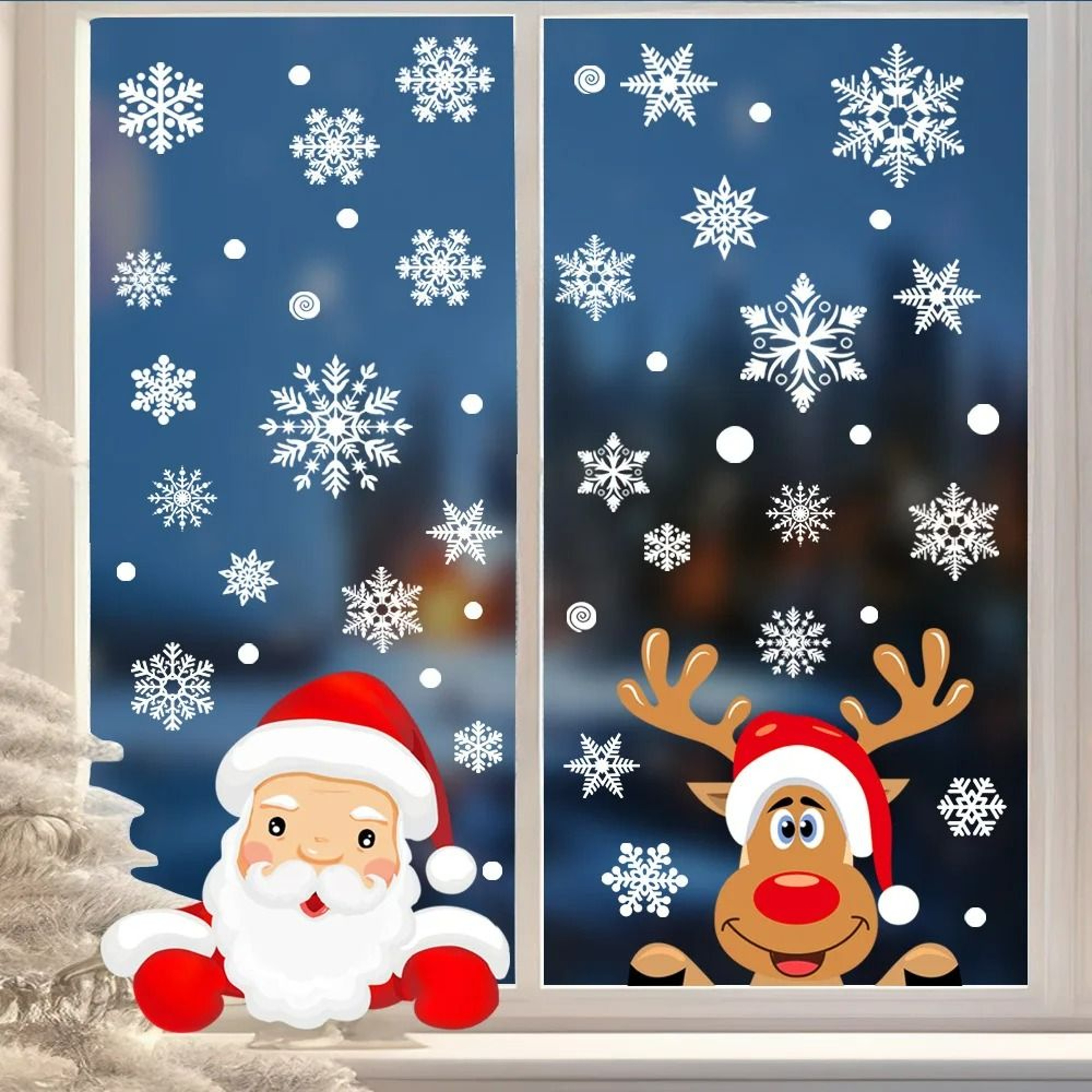 Merry Christmas Santa Claus  Snowman Window Decals 6