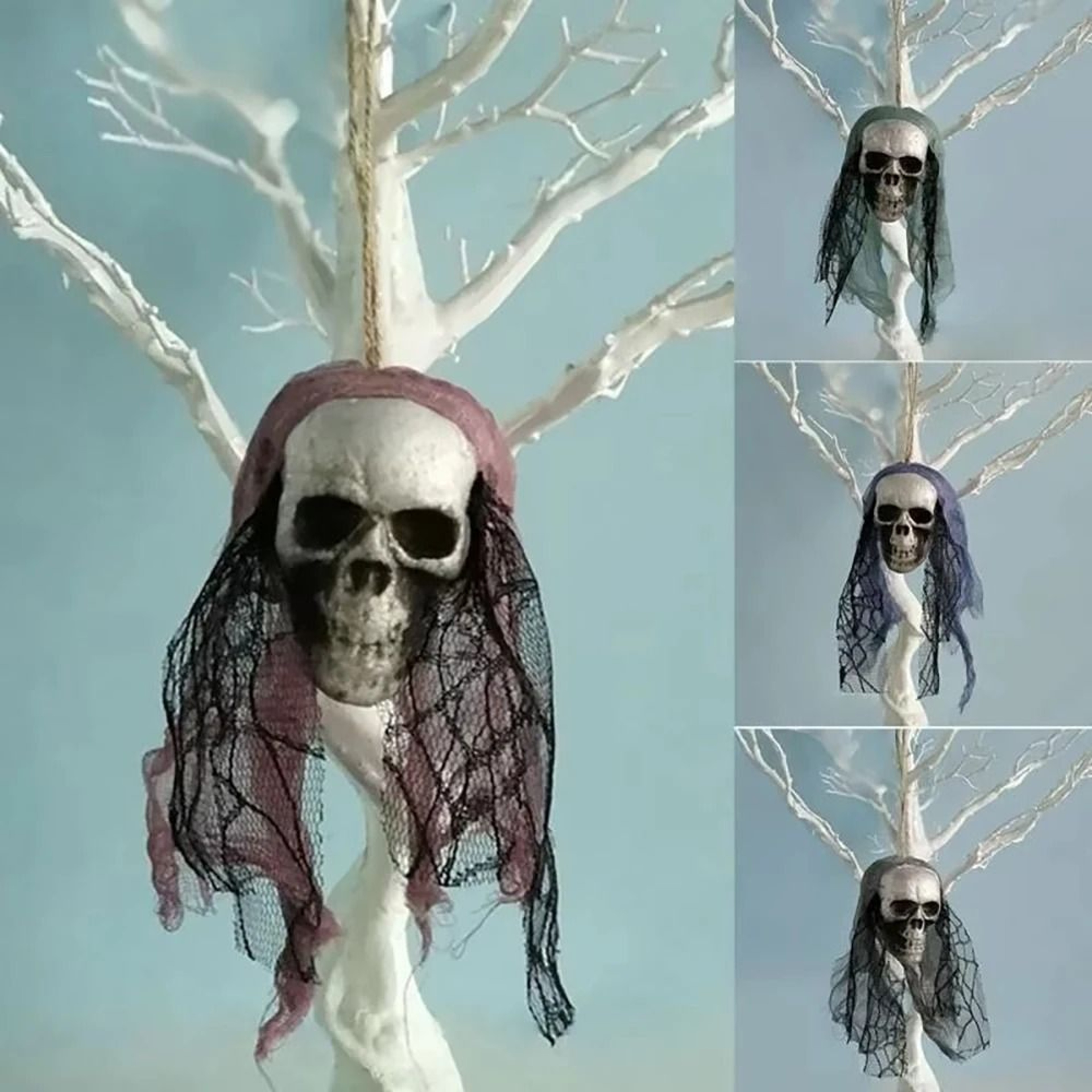 Hanging Foam Bride Skull  Haunted Skeleton Prop 1