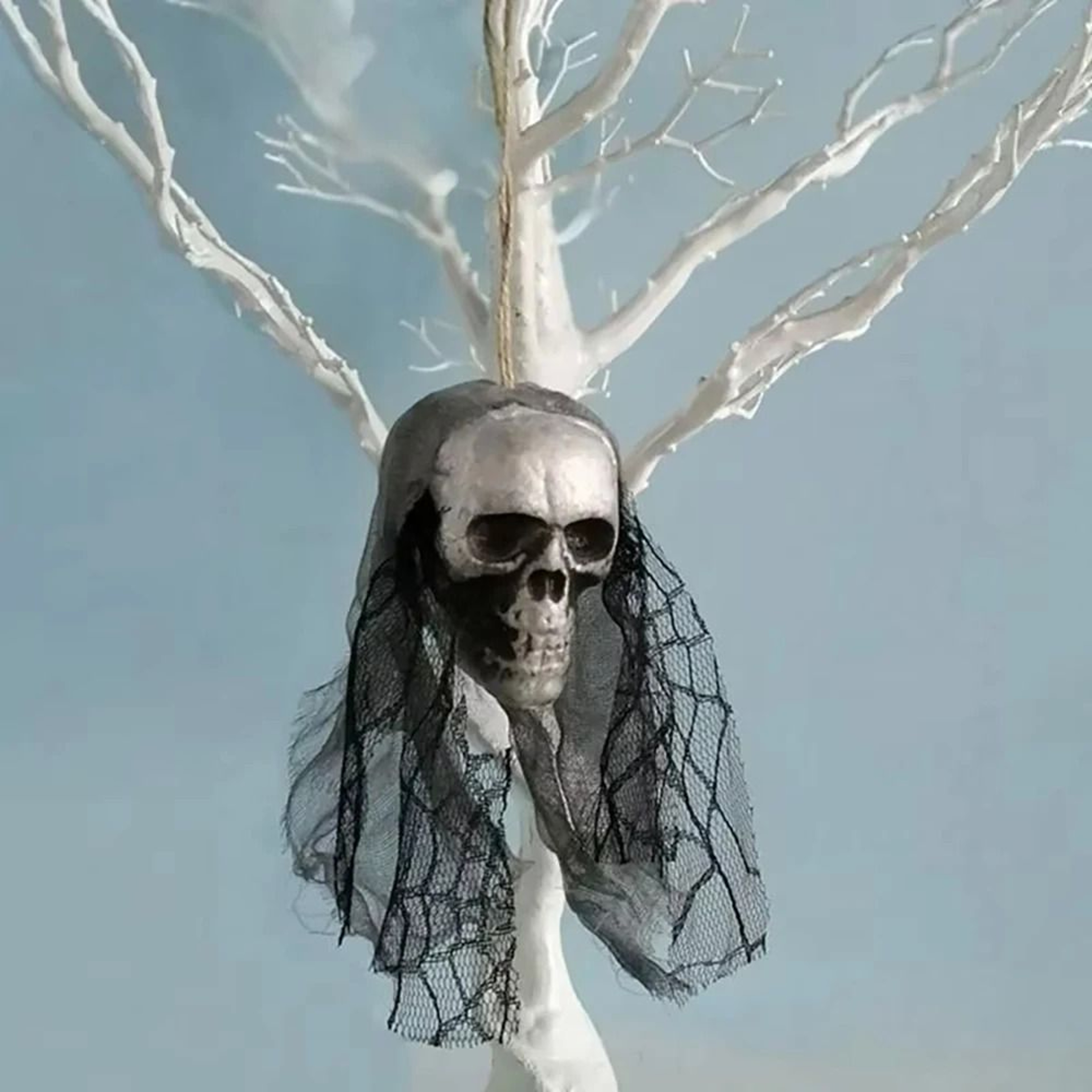 Hanging Foam Bride Skull  Haunted Skeleton Prop 2