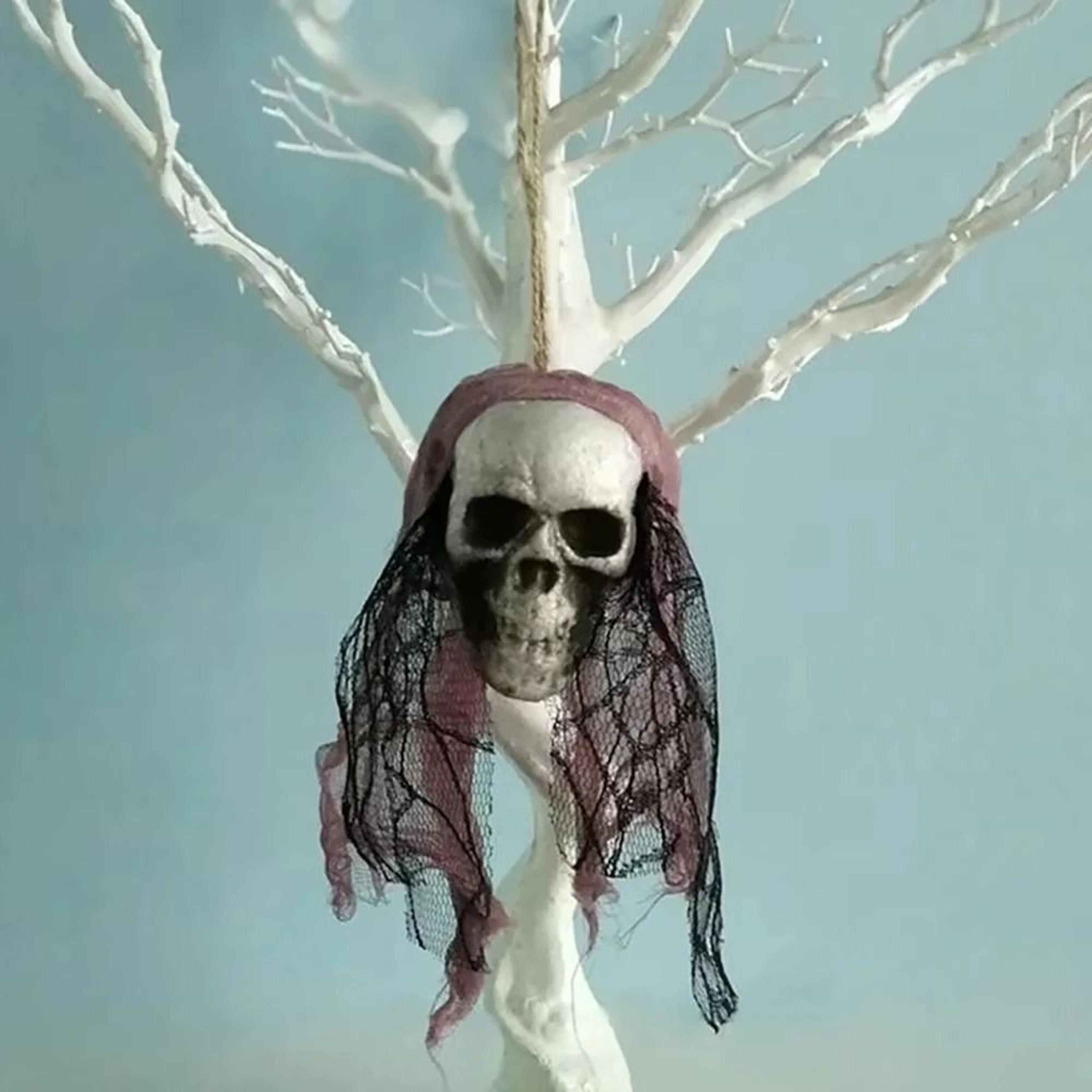 Hanging Foam Bride Skull  Haunted Skeleton Prop 8