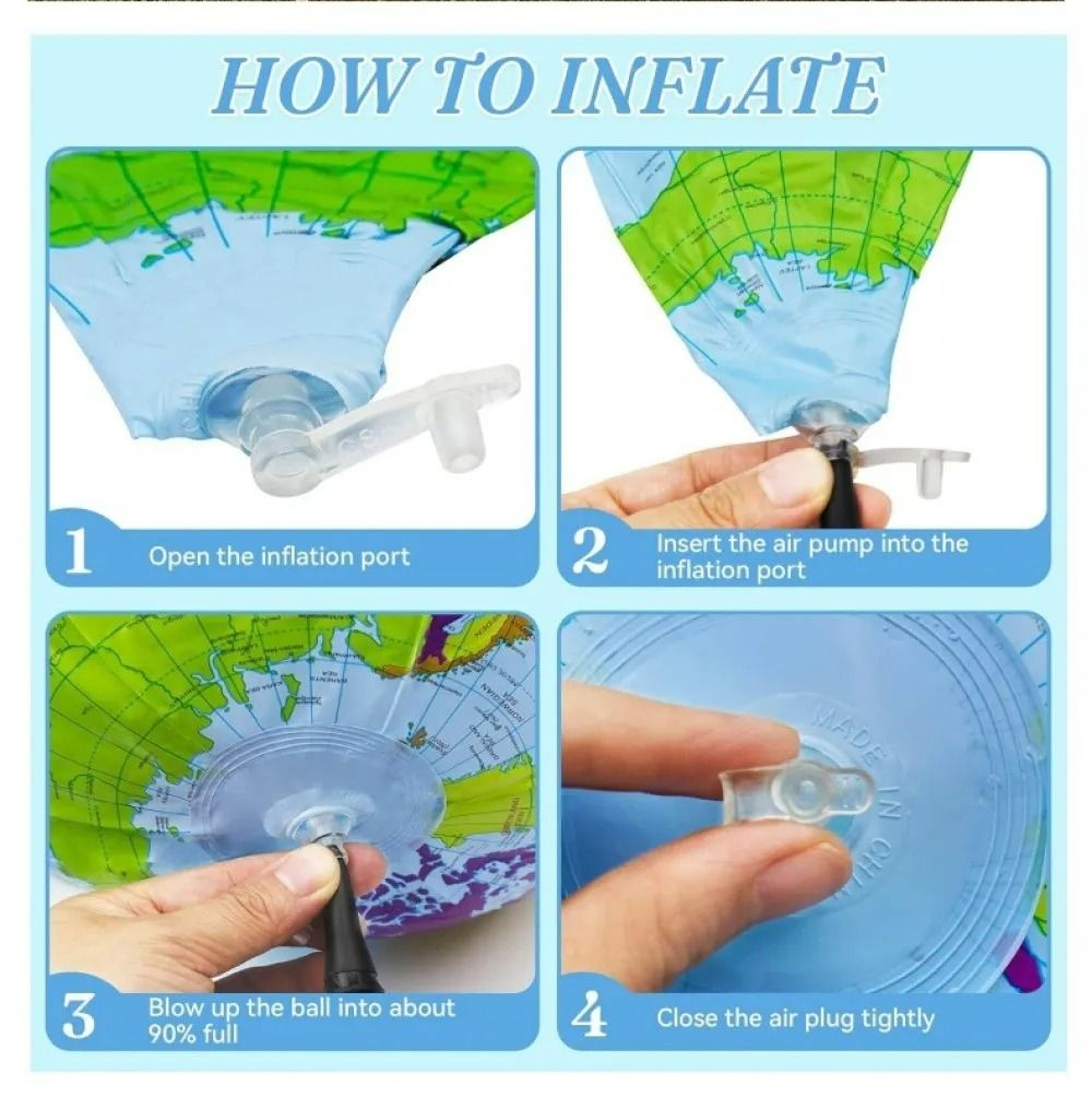 12 In Inflatable Globe Beach Ball  World Map Learning Toy 2