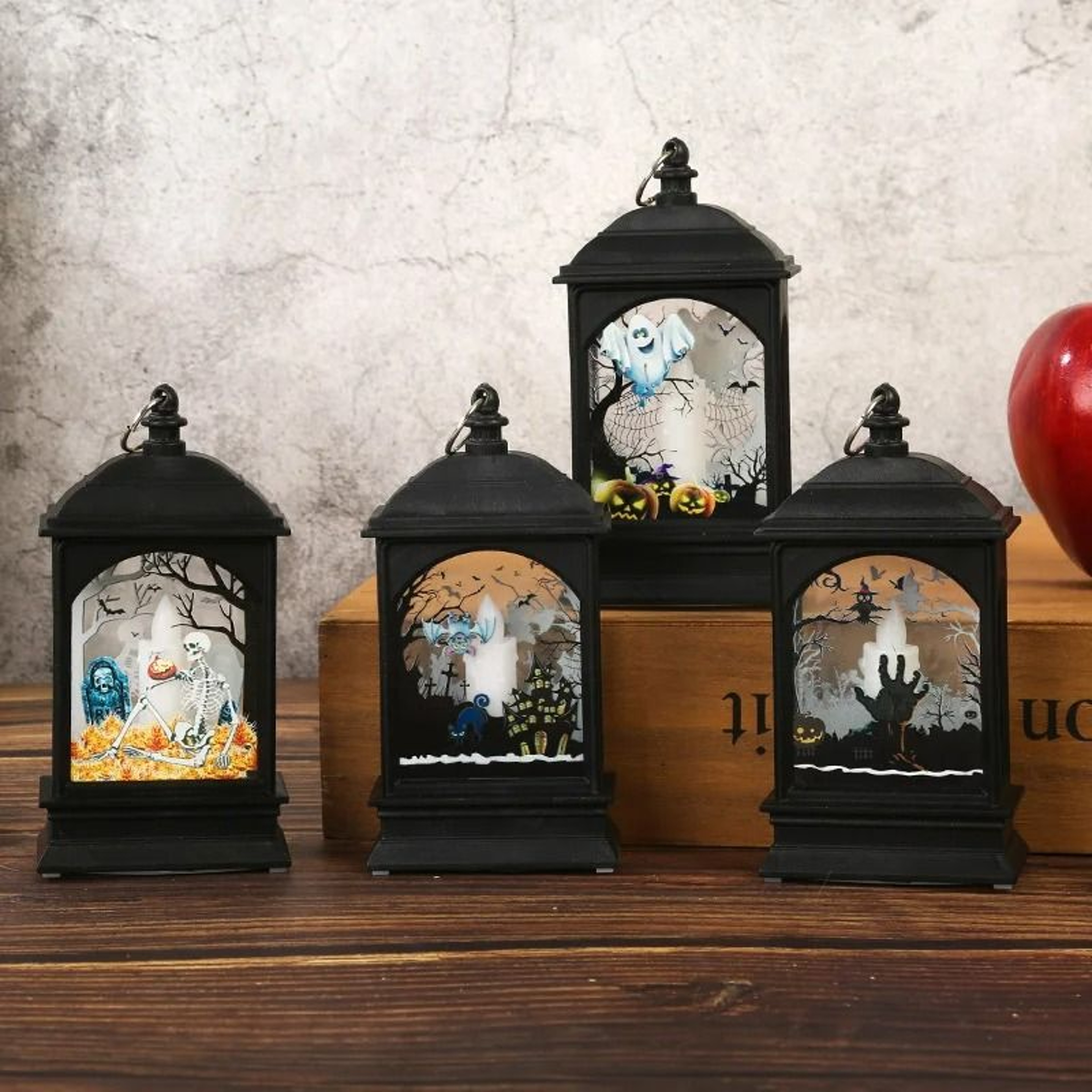 Portable Halloween LED Flame Lantern  Hanging Night Light 4
