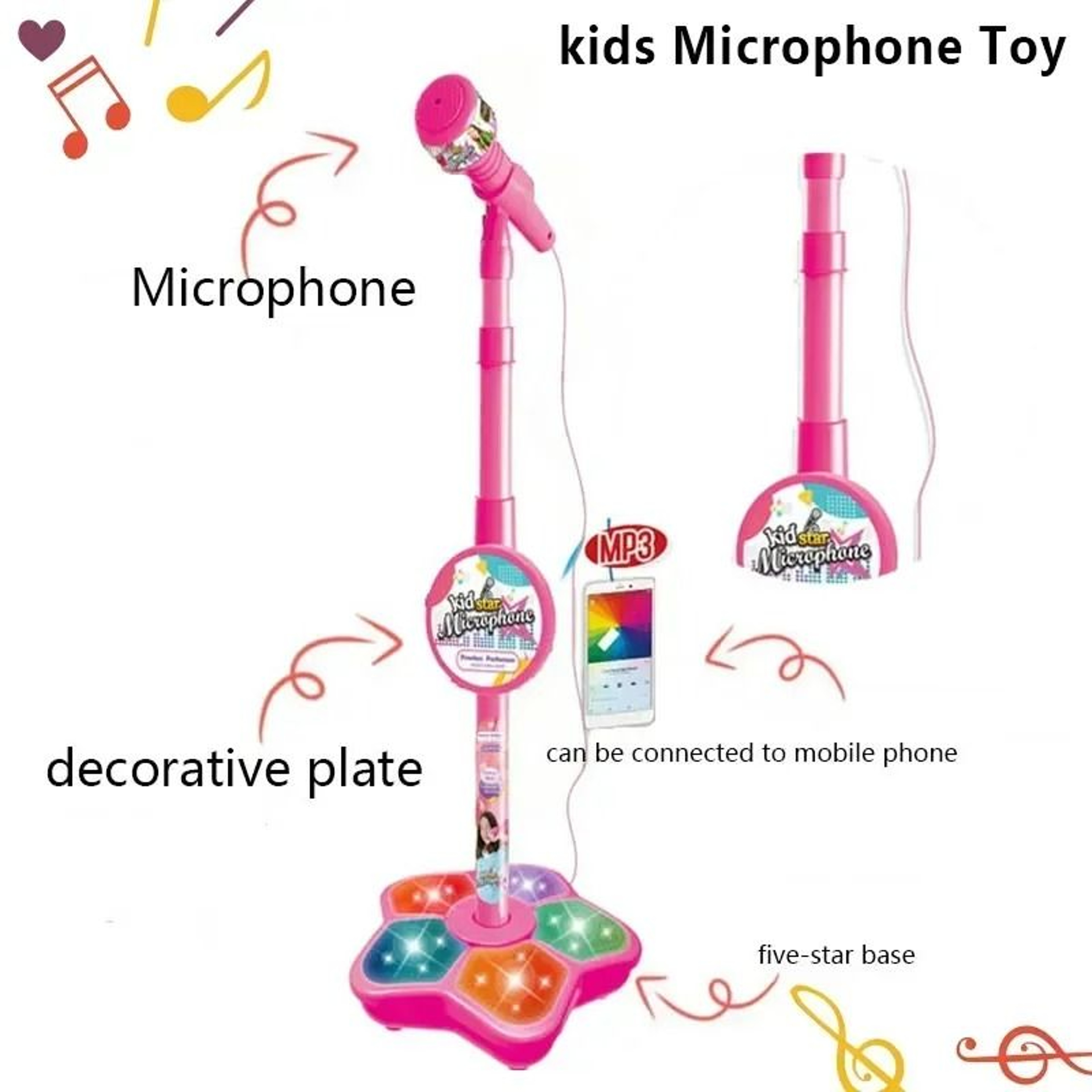 Kids Adjustable Standing Karaoke Microphone  Music Toy 3
