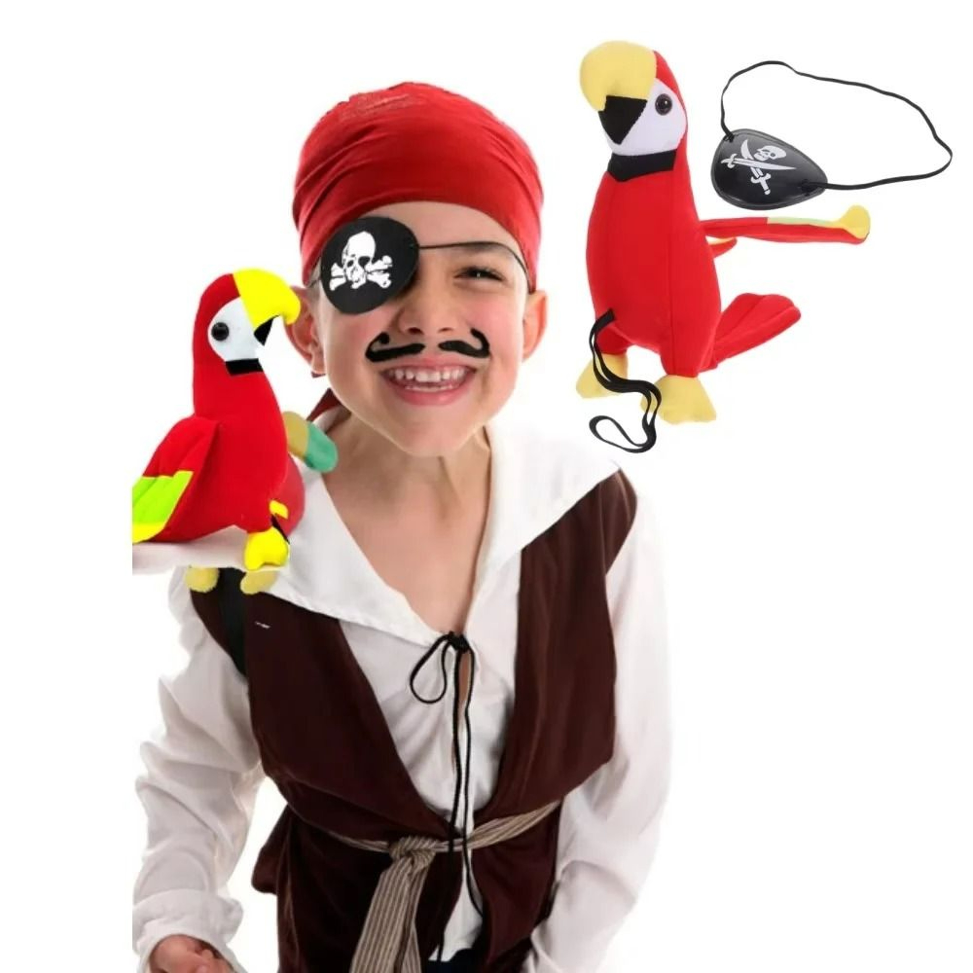 Pirate Costume Set With Shoulder Plush Parrot  Eyepatch 1