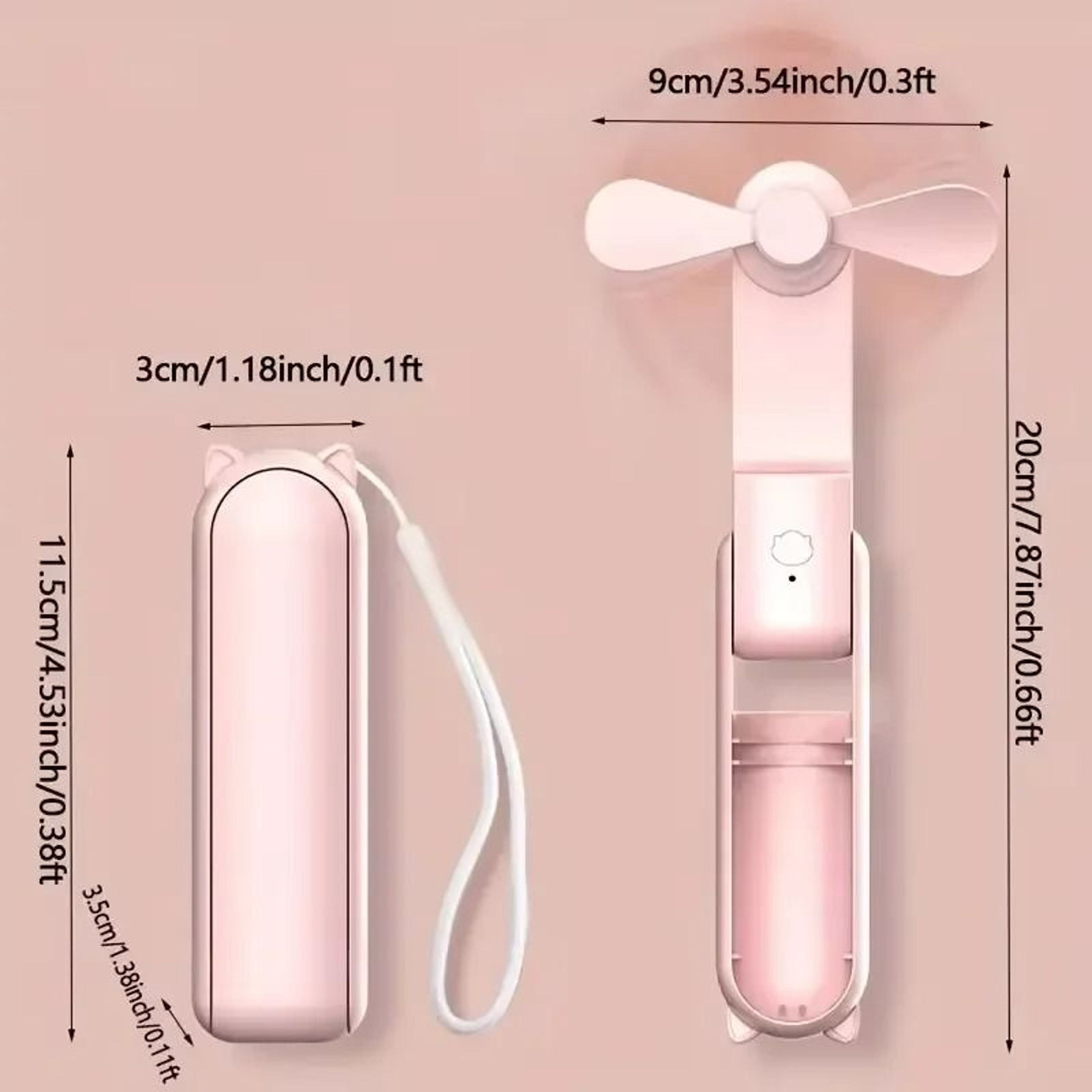 Mini Portable 3Speed Foldable Handheld Fan With Power Bank 5