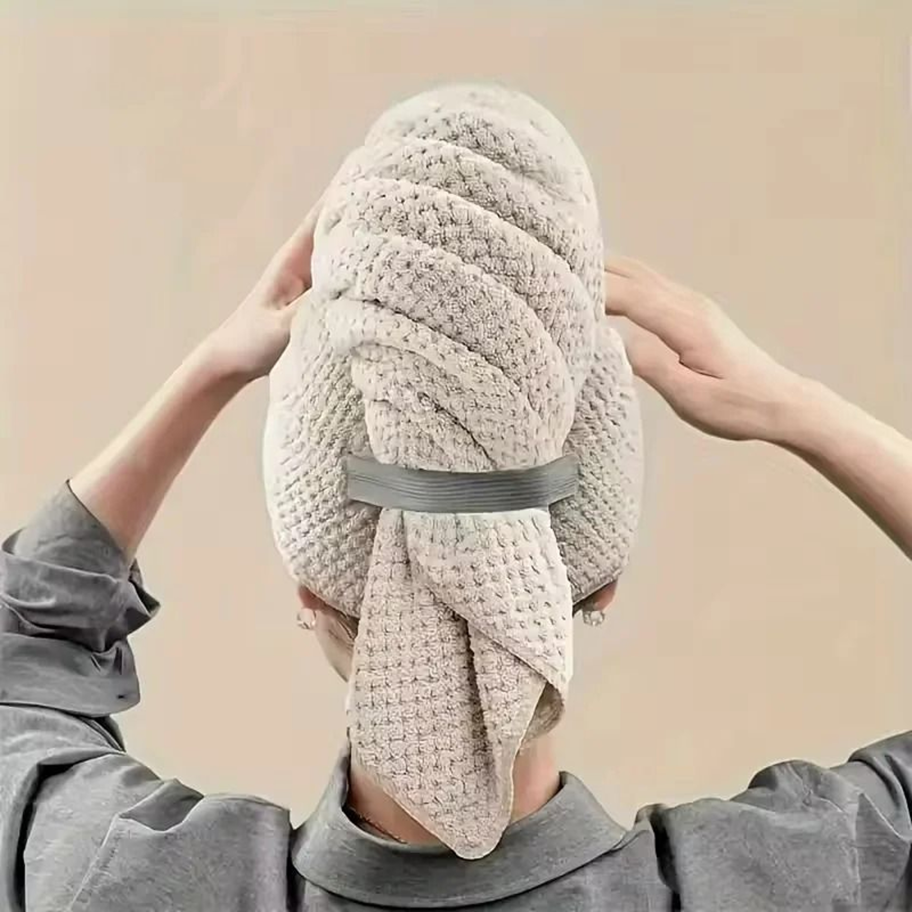 Large Microfiber Hair Drying Towel Wrap With Elastic Strap 1