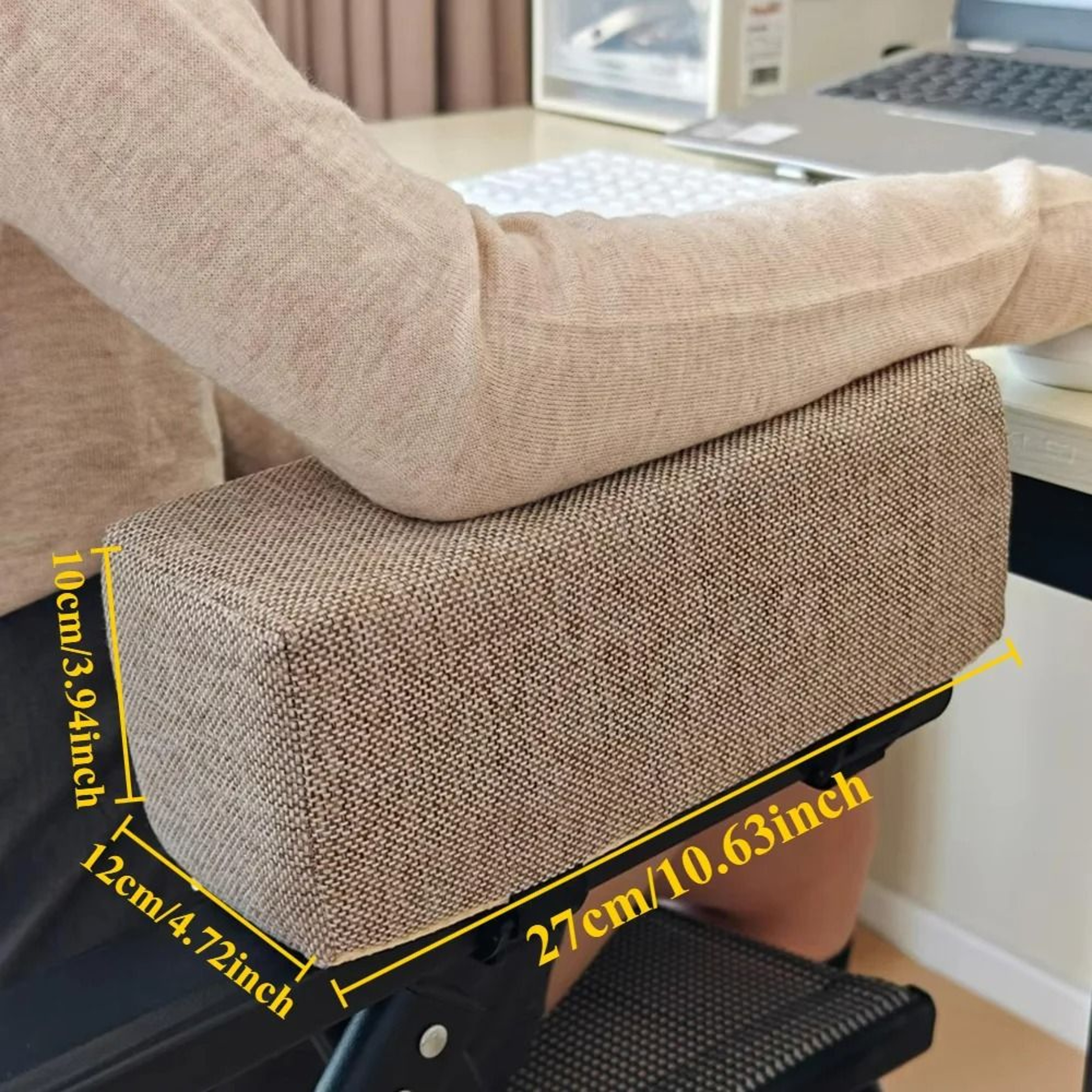 Cotton Linen Memory Foam Chair Armrest Pad  Elbow Support Cushion 3