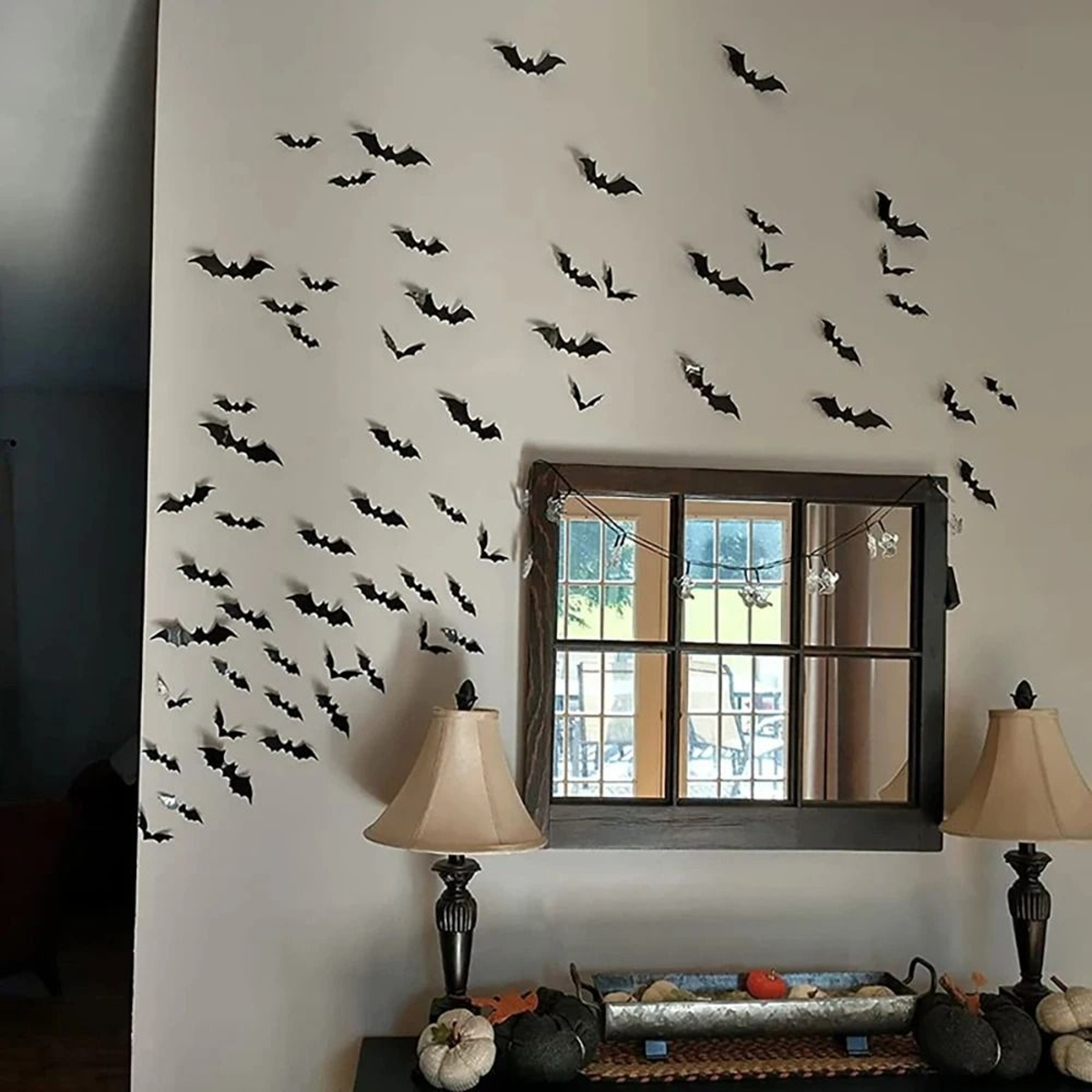 120Piece 3D PVC Halloween Wall Bats Decor 3