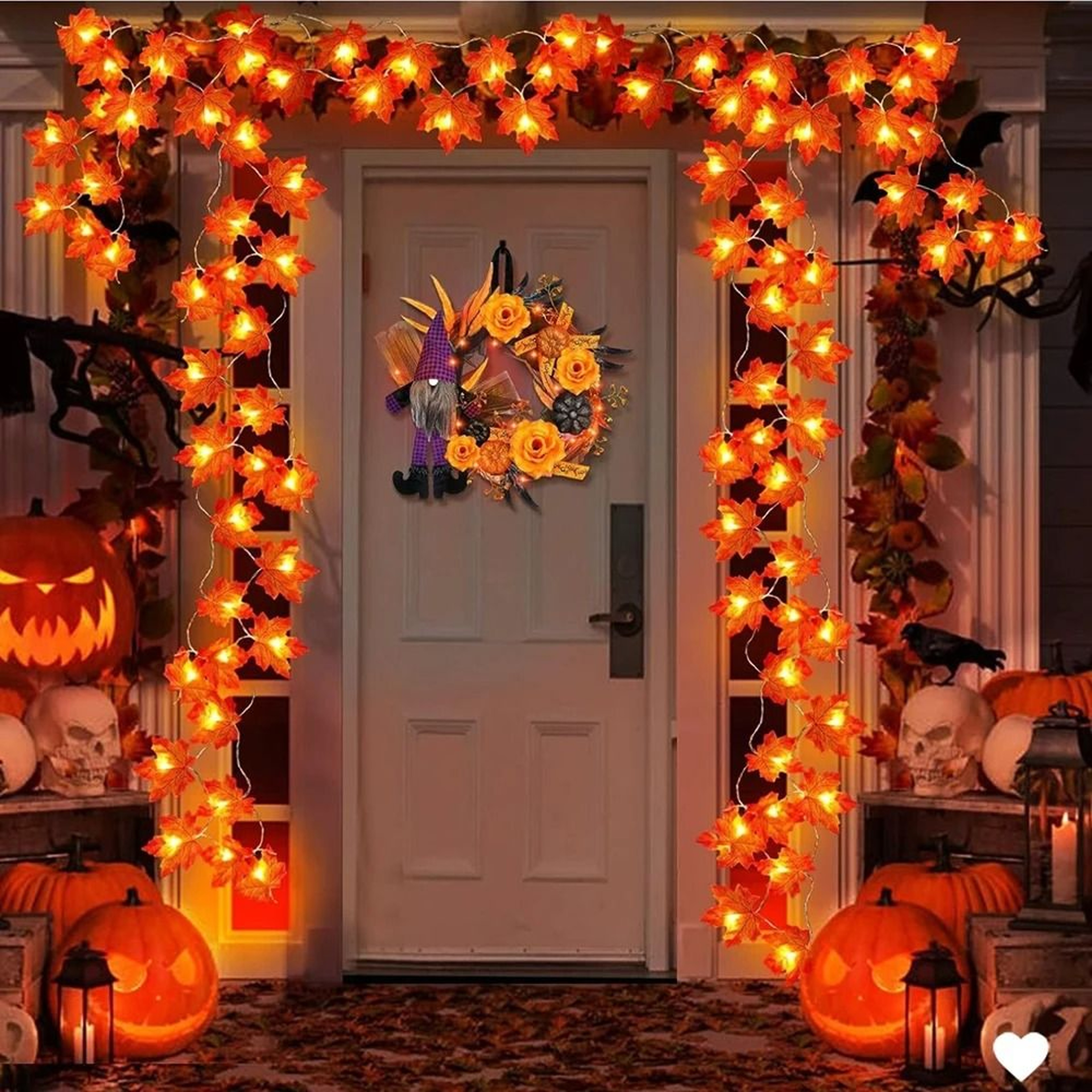 Autumn Artificial Maple Leaf  Pumpkin LED Garland String Lights 0