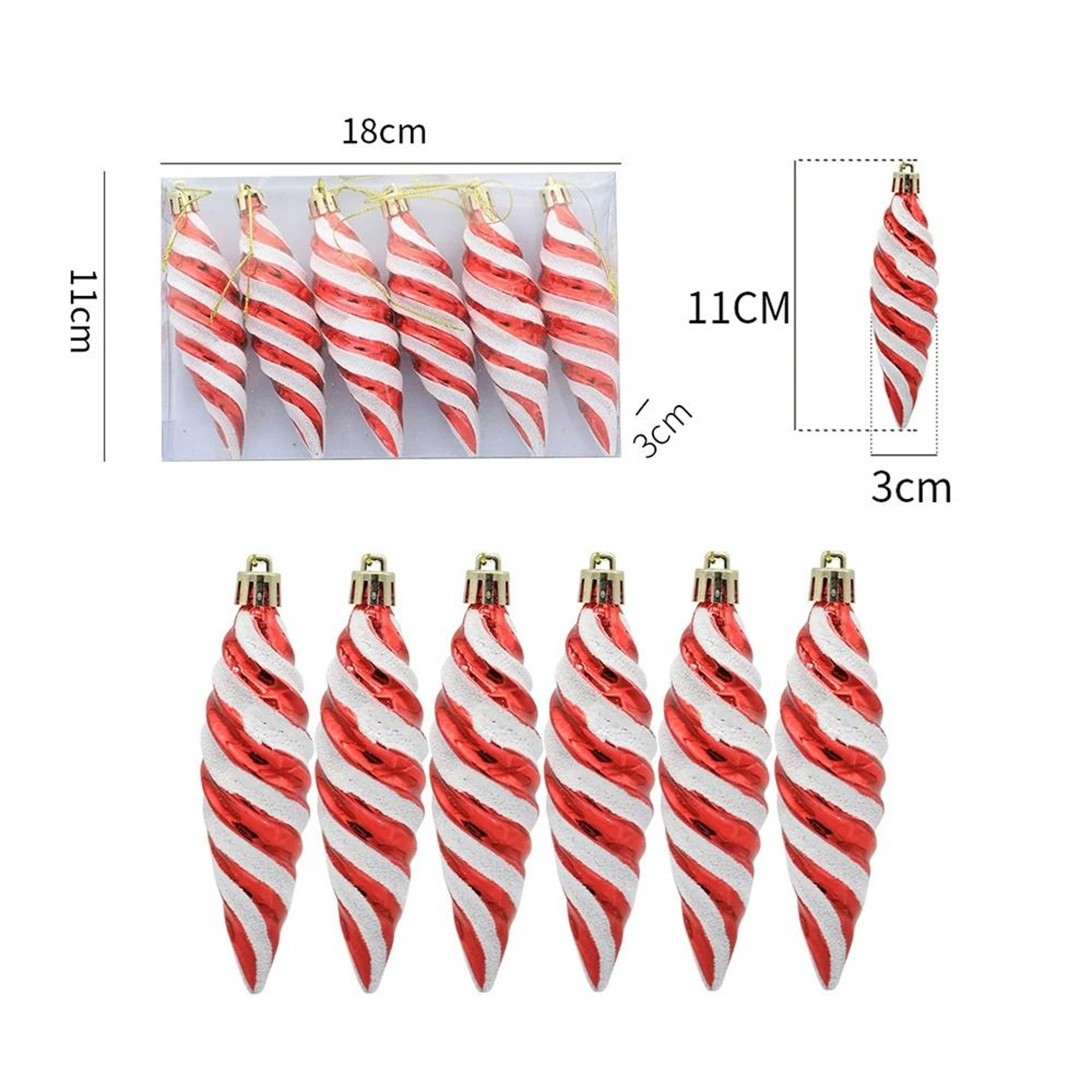 Red  Gold Christmas Tree Candy Cane  Pine Cone Ornaments 9