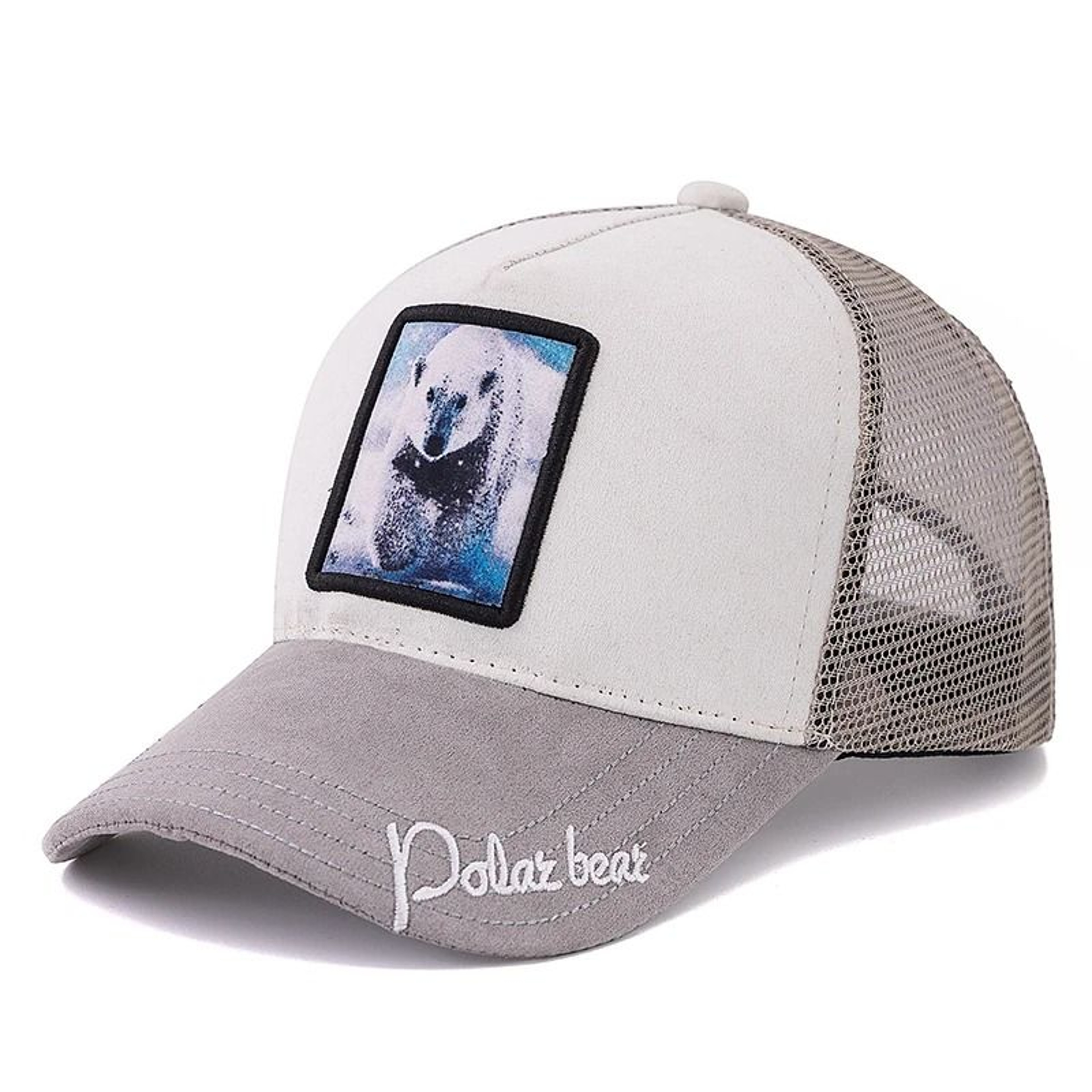 Unisex Grizzlies Pattern Patch Suede Trucker Hat 15