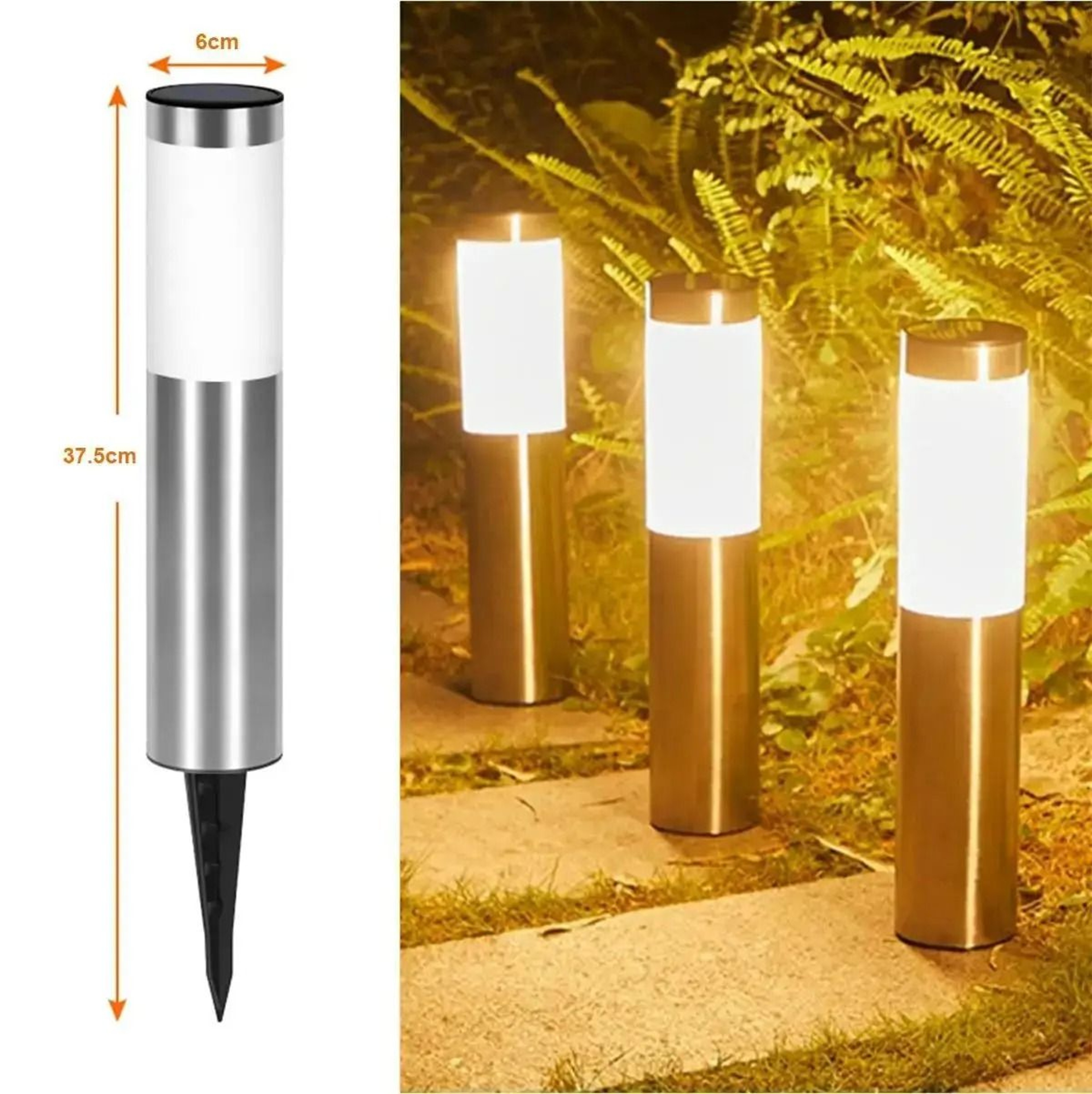 Outdoor SolarPowered Cylindrical Garden Pathway Light 6
