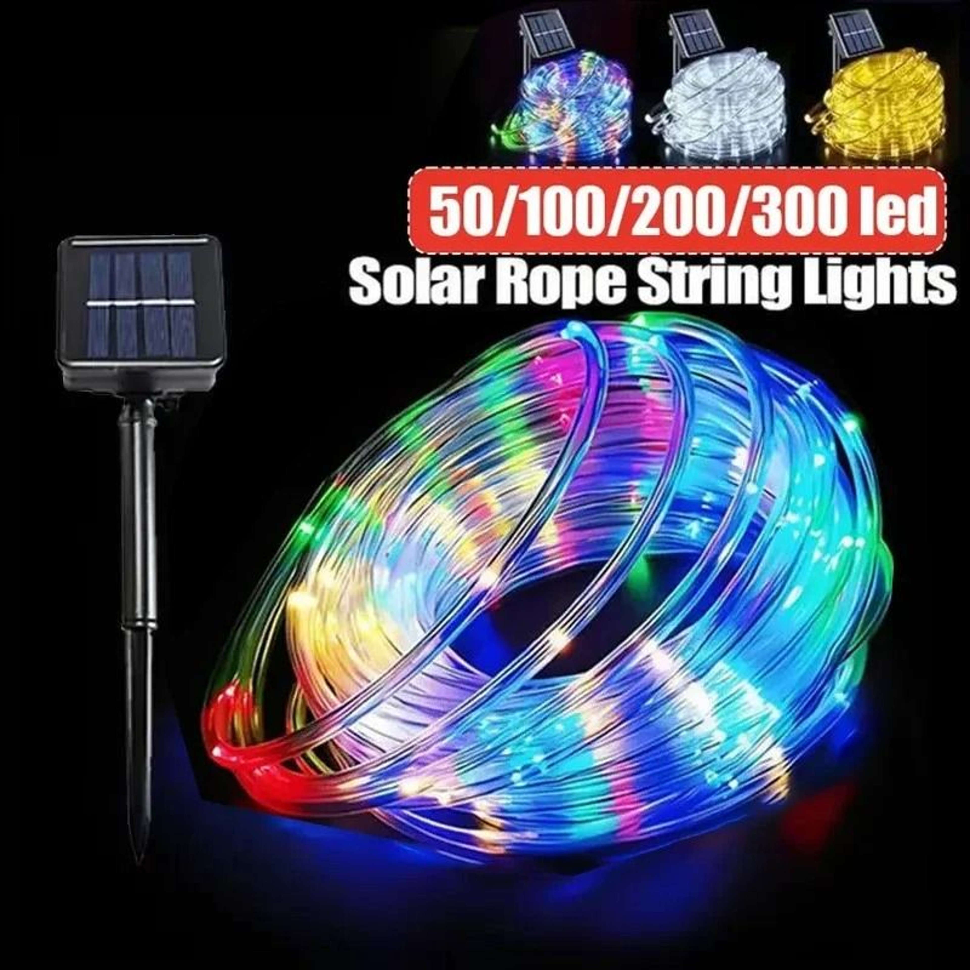 Outdoor Solar LED Rope Tube String Lights 1