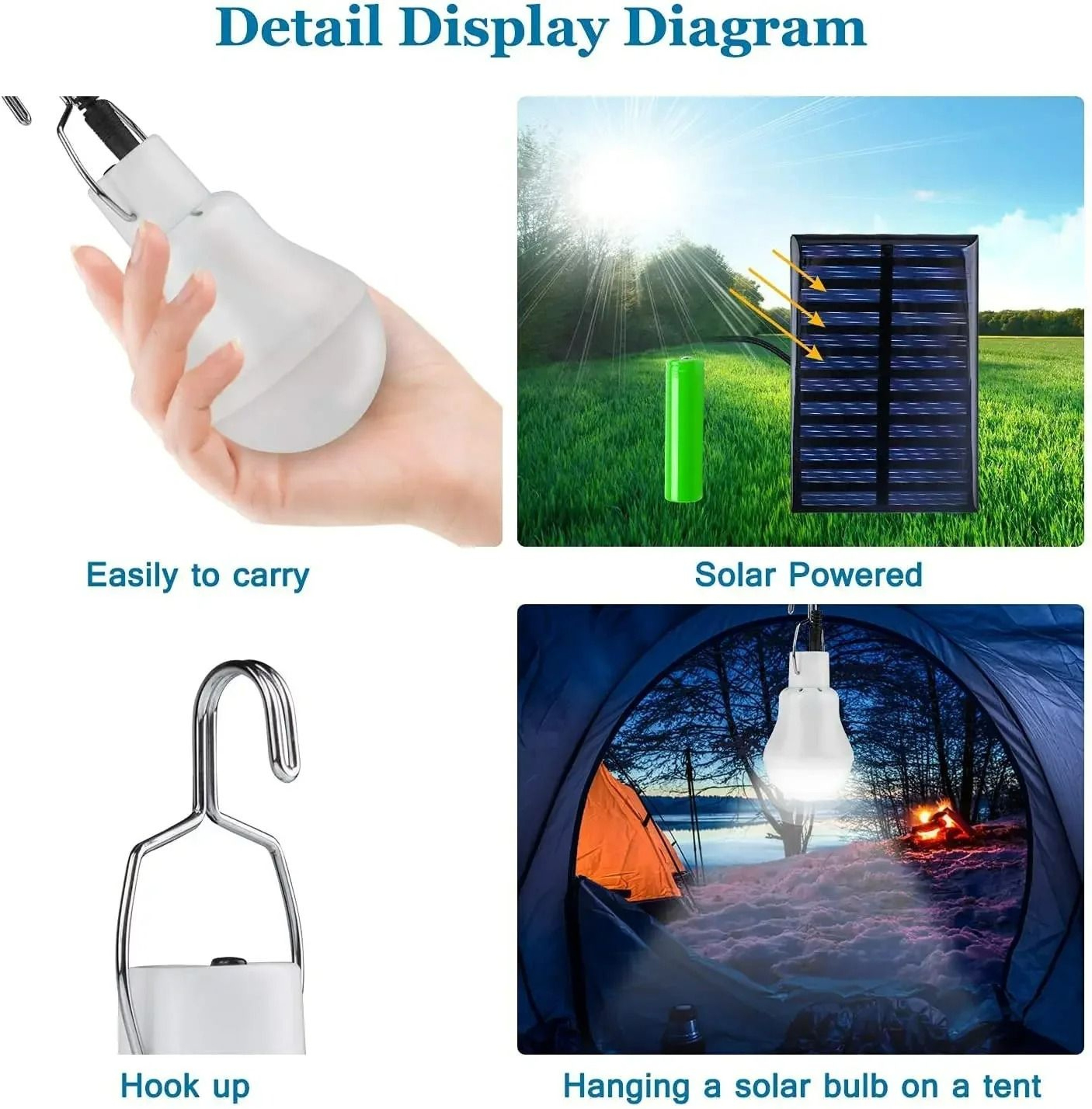 Portable Solar  USB DualCharge LED Emergency Hanging Bulb 3